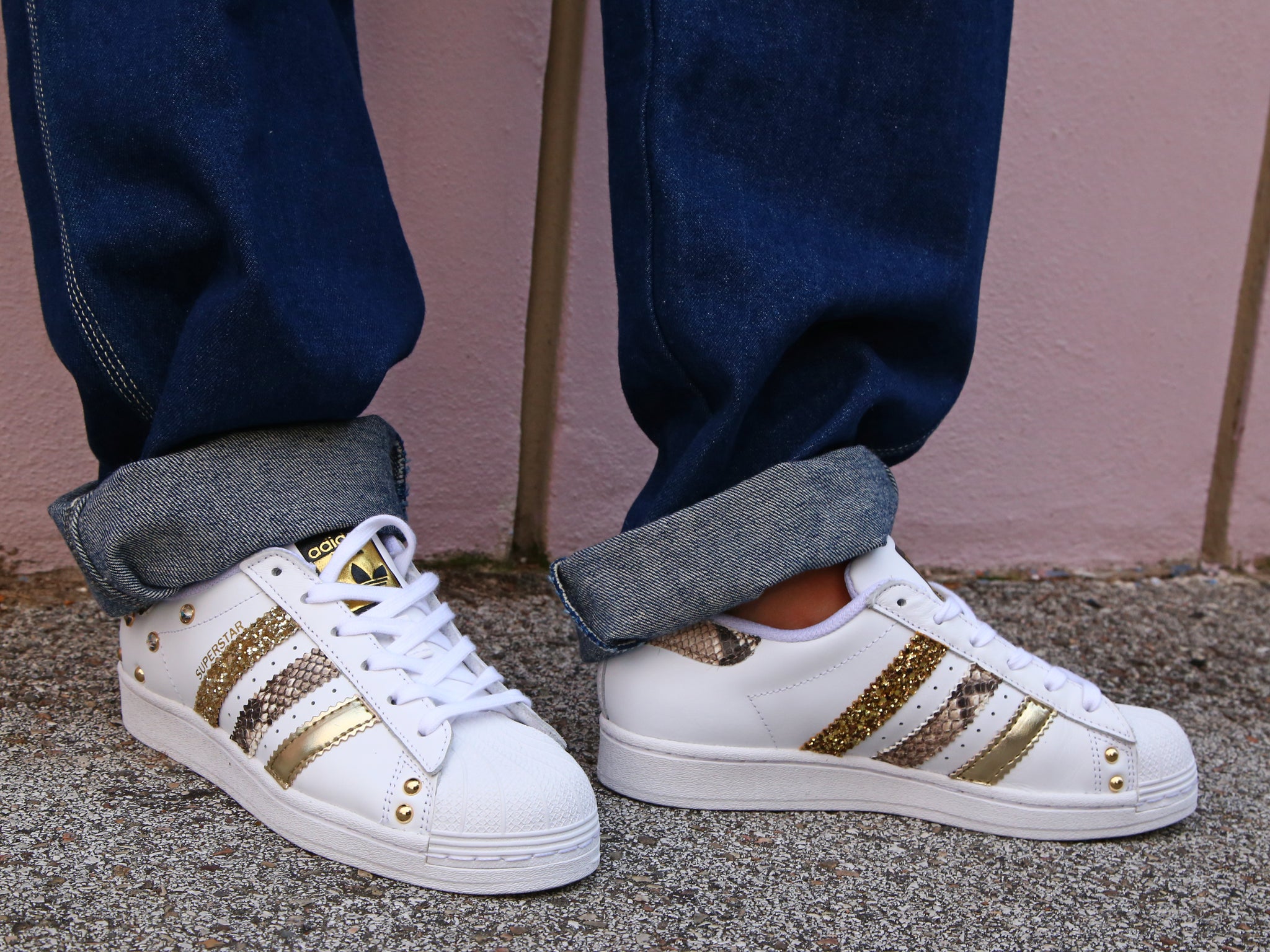 adidas gazelle silver green womens ADIDAS ORIGINALS Men's Black and White Superstar Sneakers – Pavidas main image 1