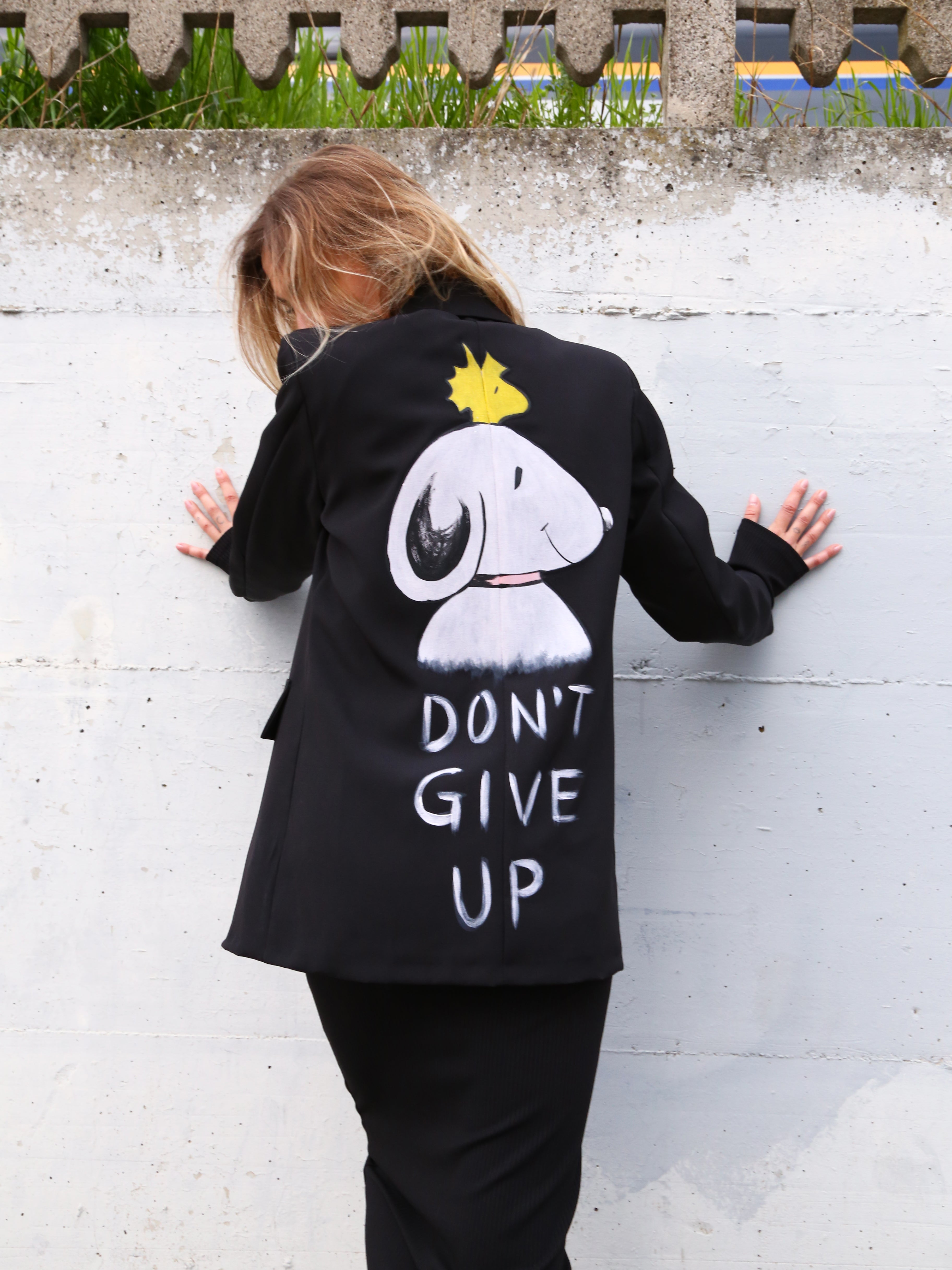 Giacca Elegante dipinta a mano "Don't Give Up"