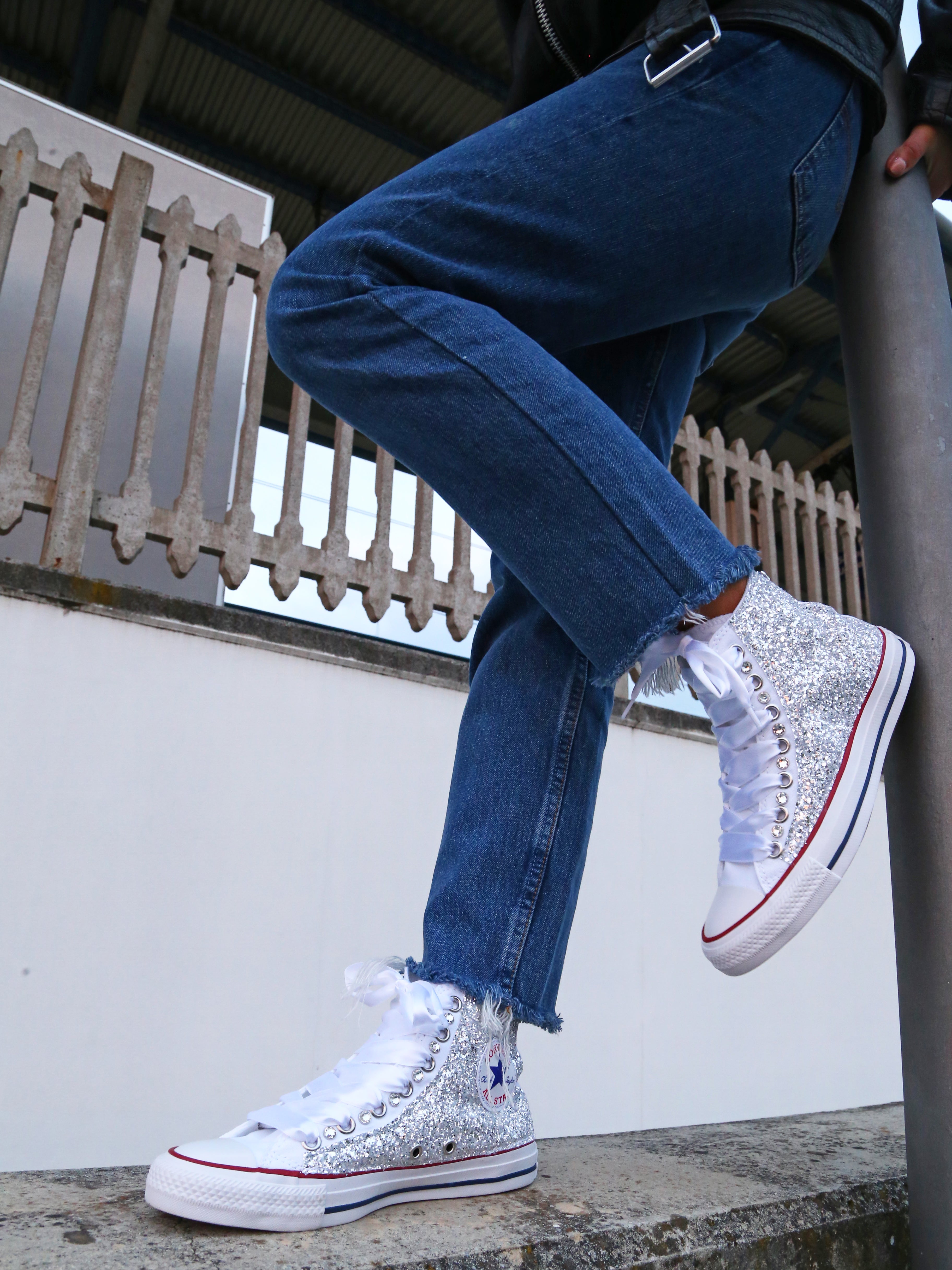 Converse All Star Total Glitter Silver White & Strass