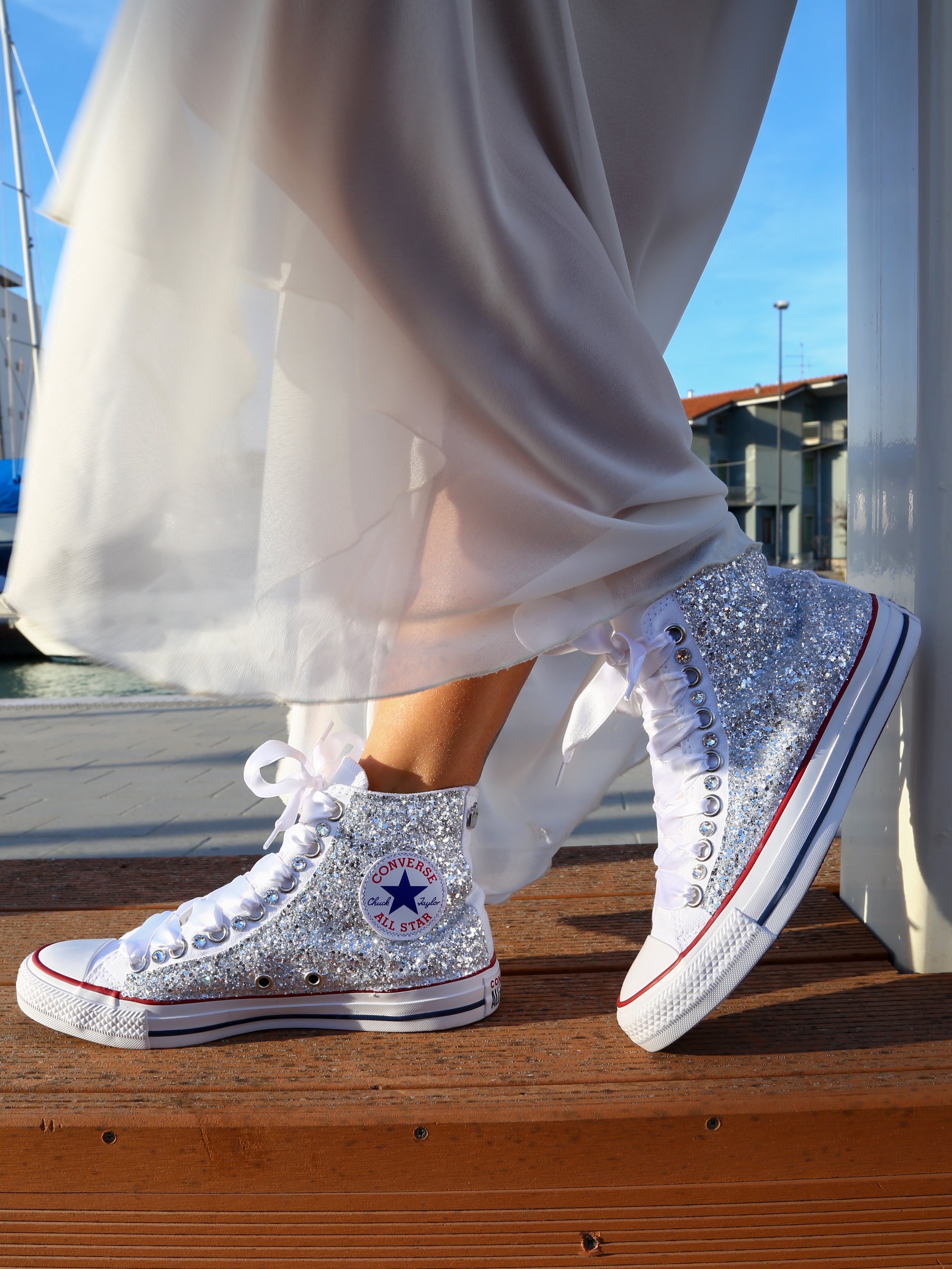 Converse All Star Total Glitter Silver White & Strass