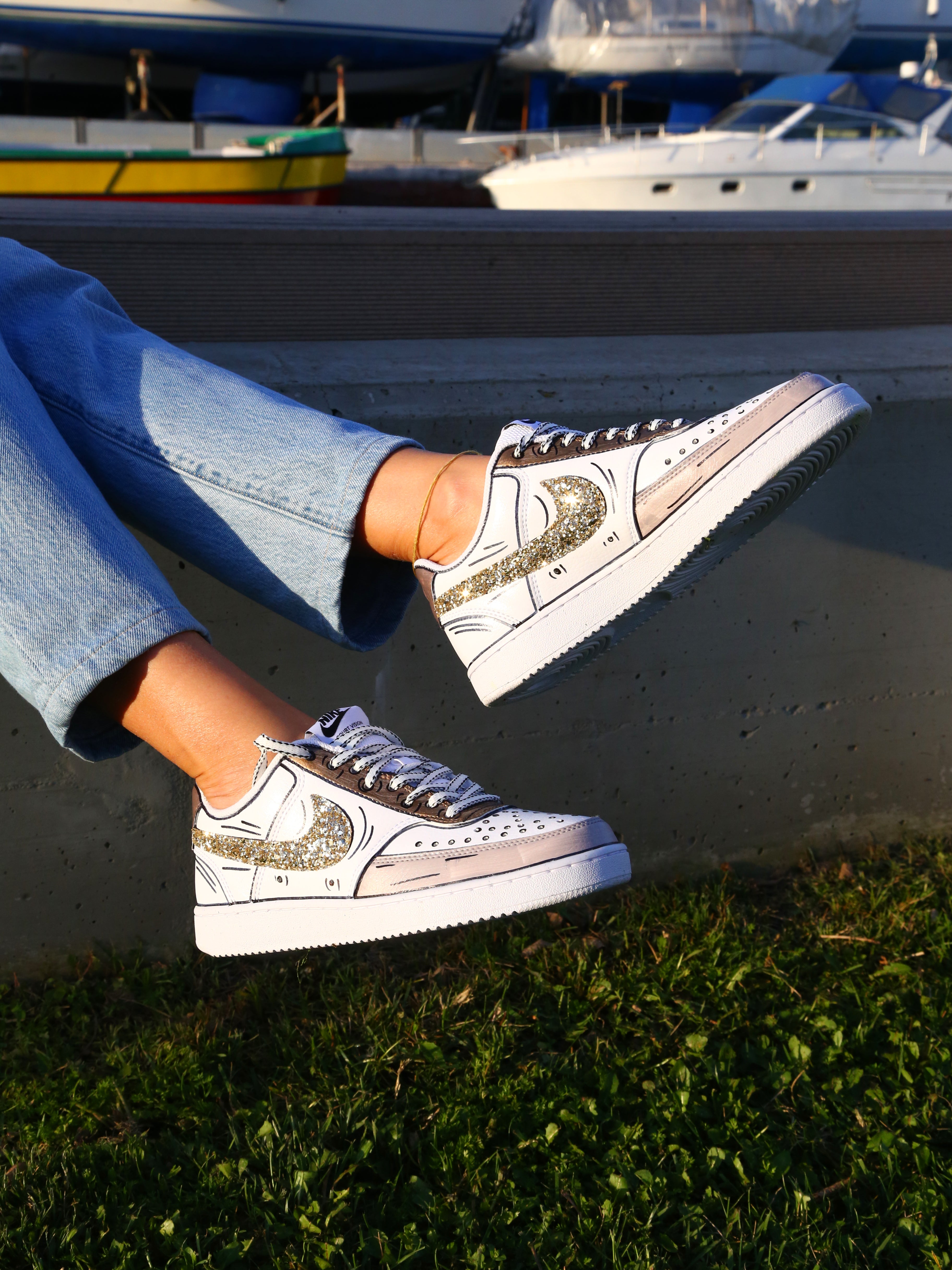 Nike Court Vision Low Cartoons Brown & Glitter