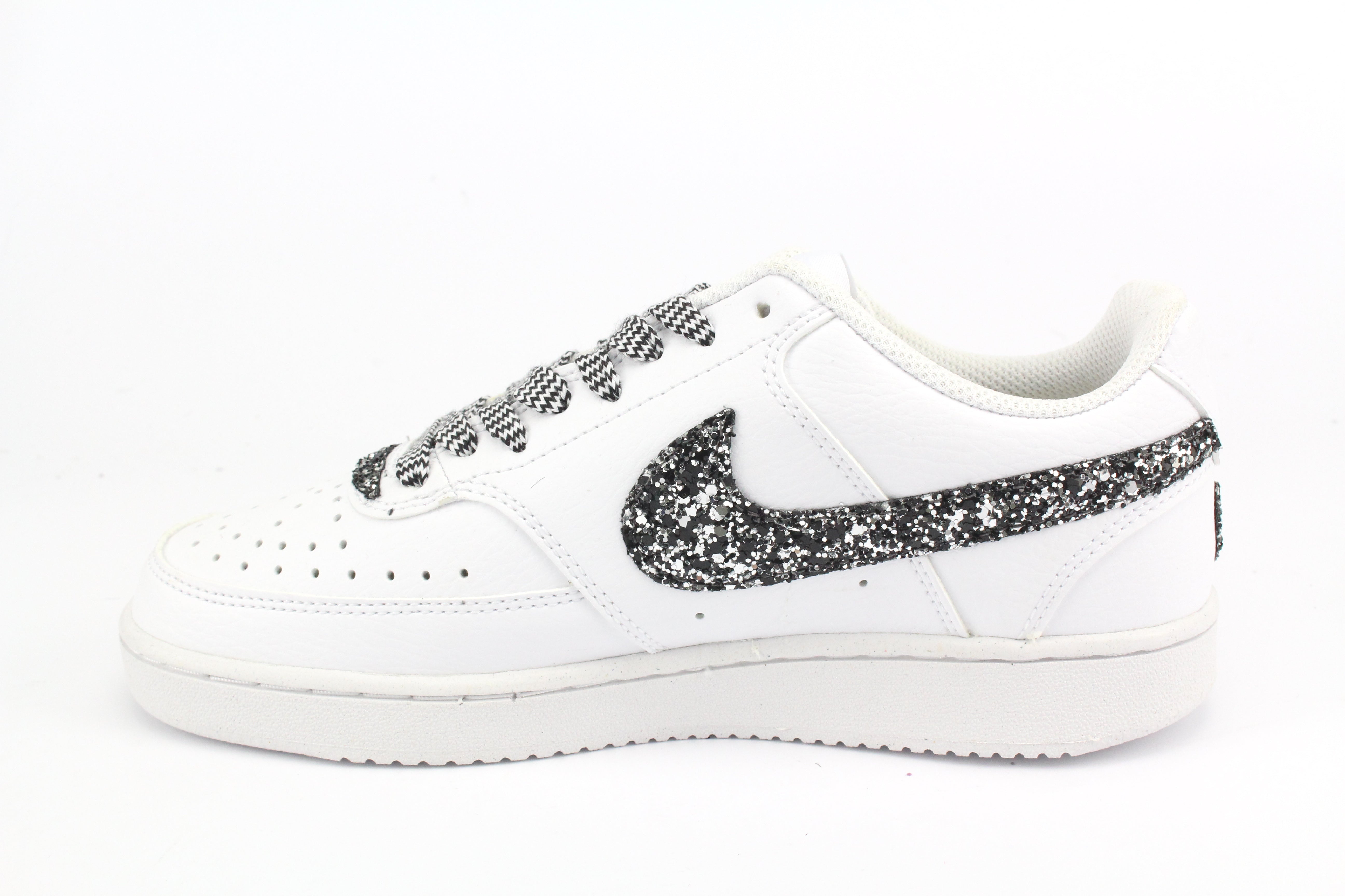 Nike Court Vision Low Silver Glitter Black Silver