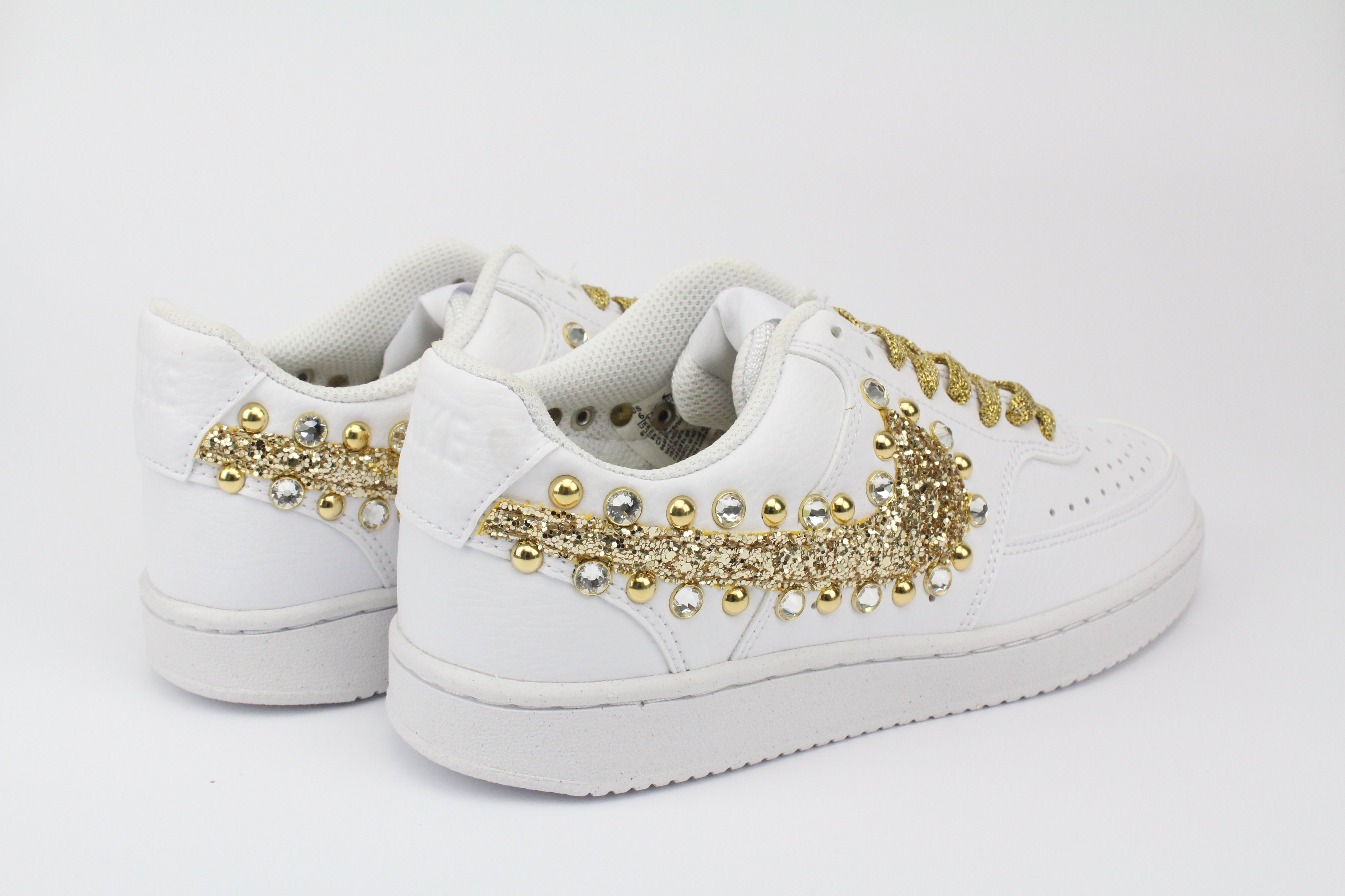 Nike Court Vision Low Gold Glitter Borchie & Strass