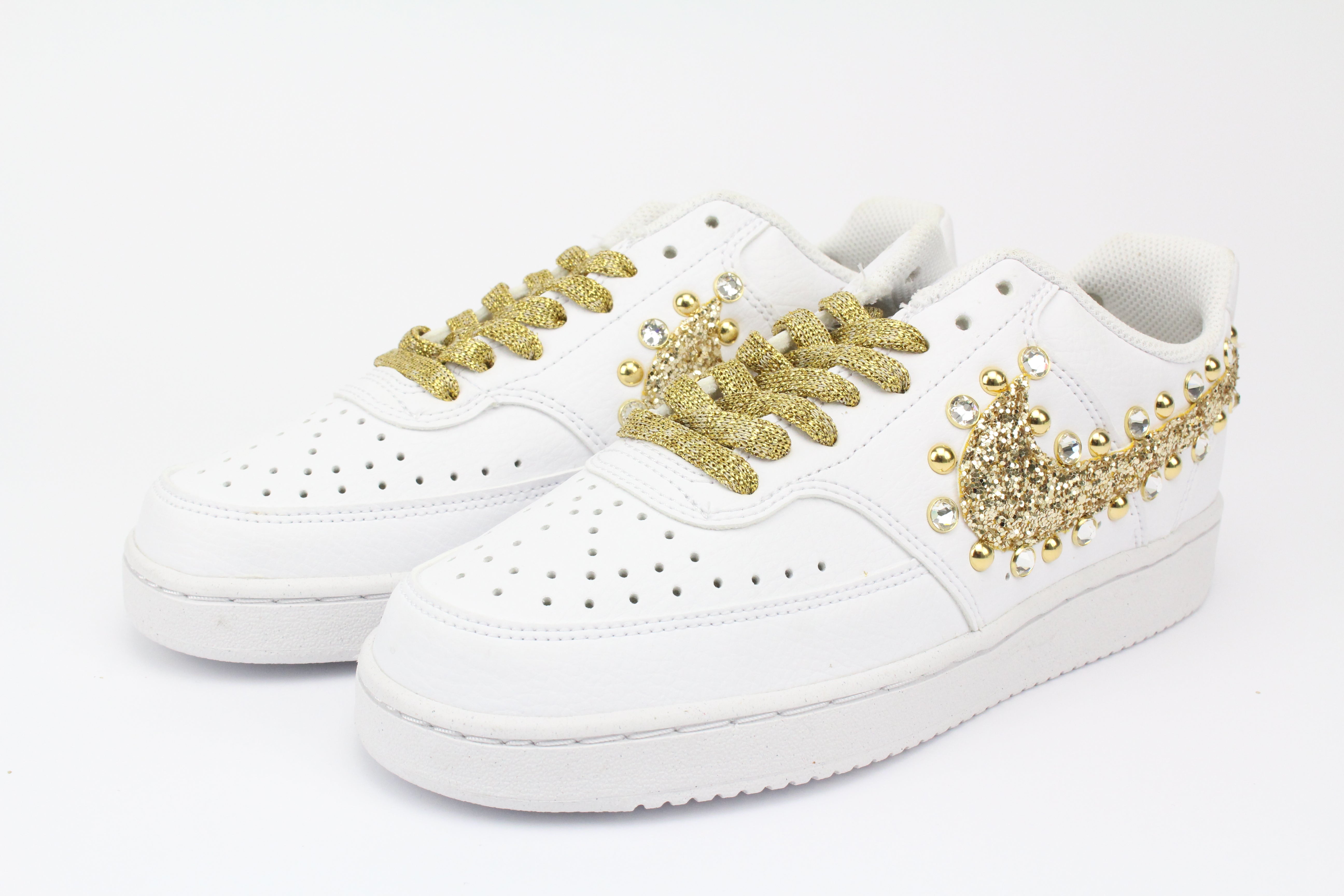 Nike Court Vision Low Gold Glitter Borchie & Strass