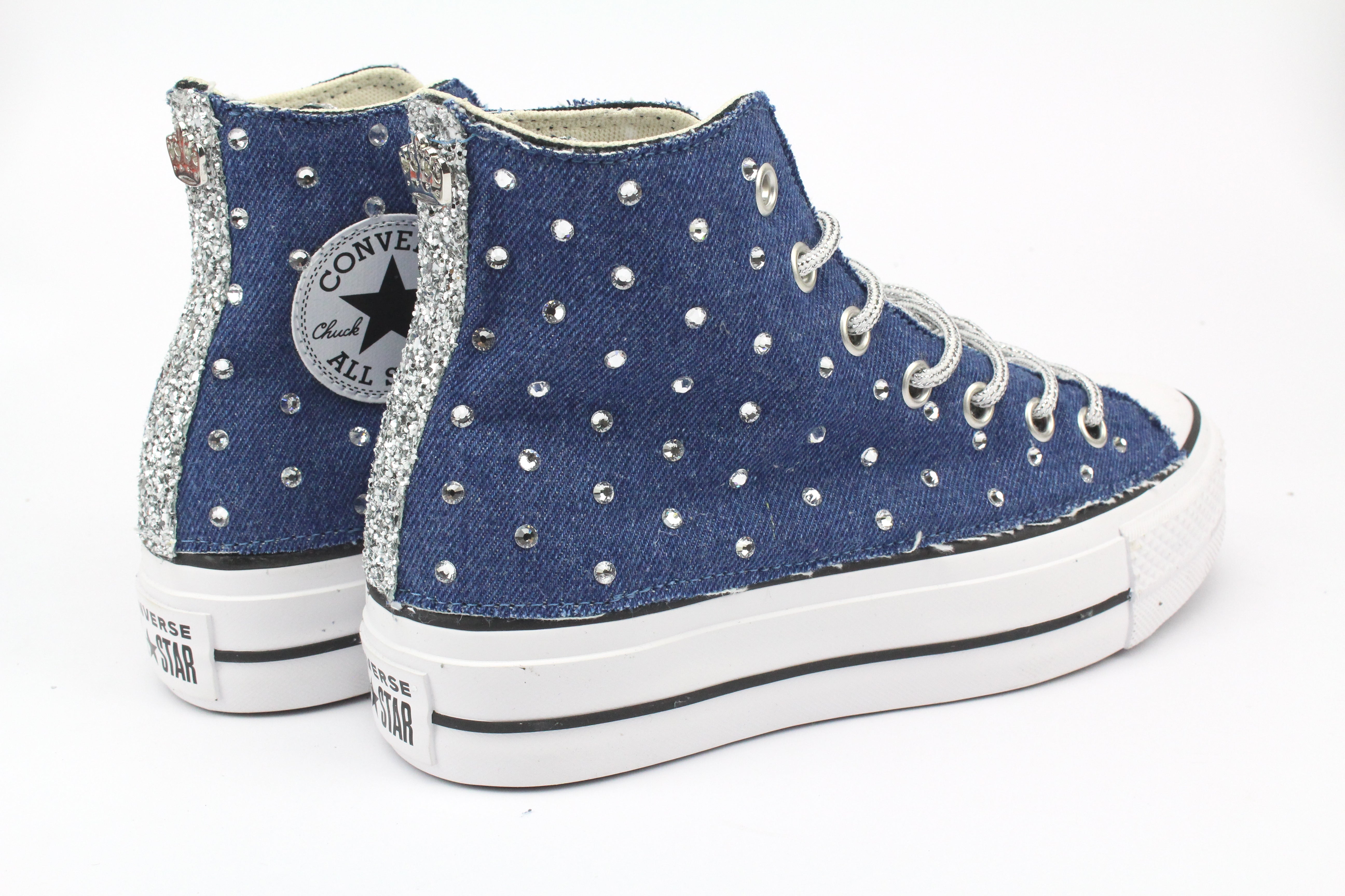 Converse All Star Platform Jeans & Strass Termo Cristal