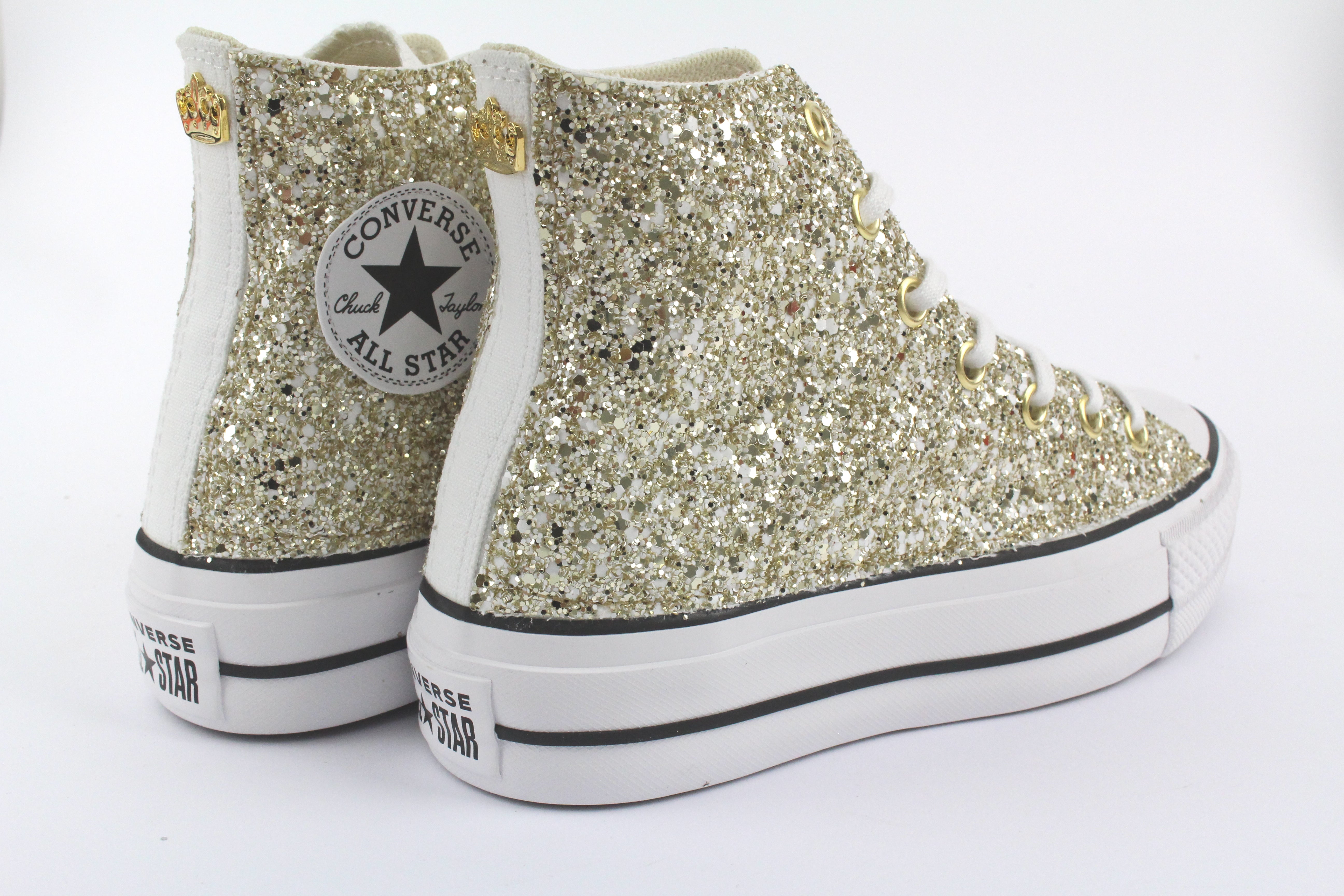 Converse All Star Platform Total Glitter Gold Champagne