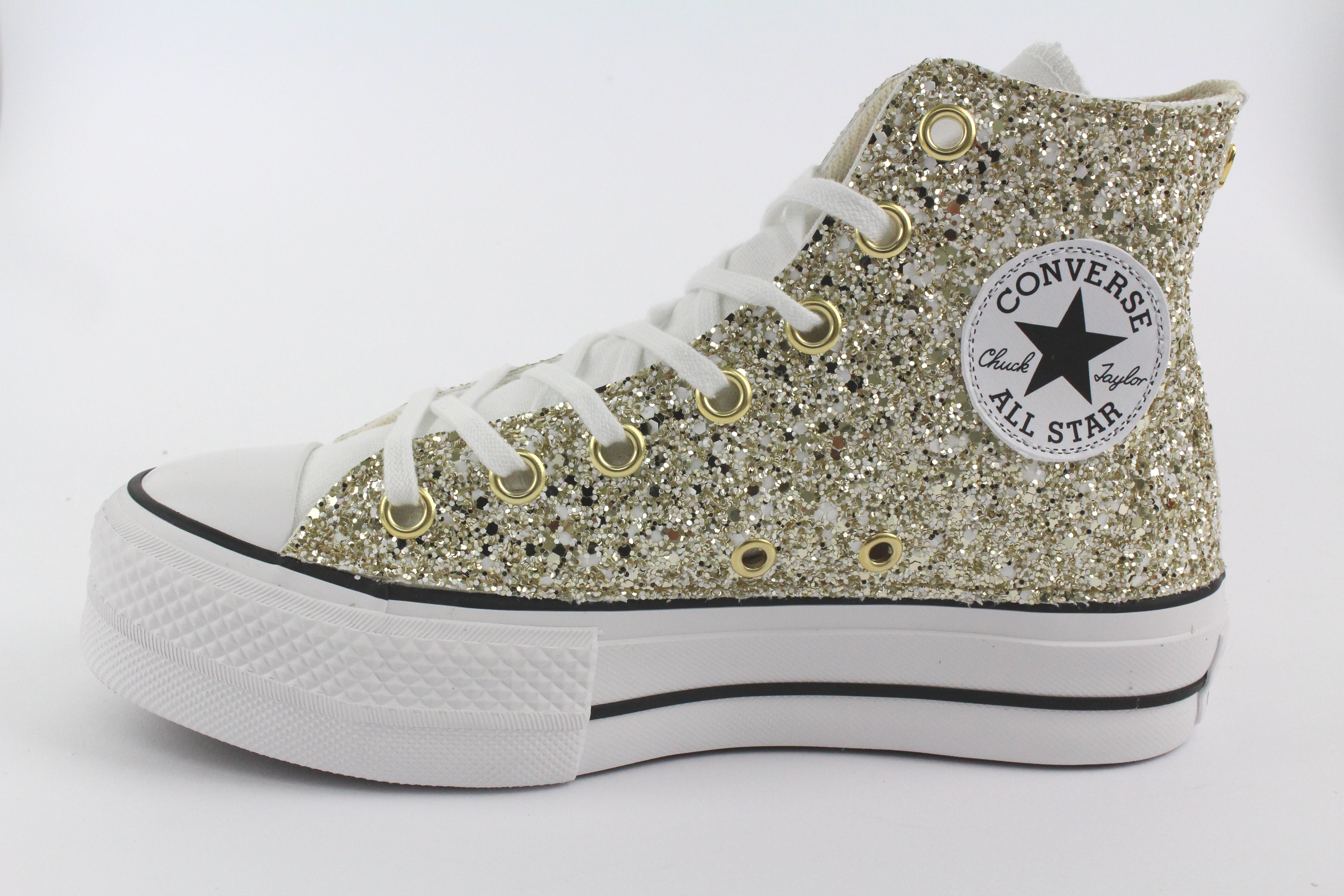 Converse All Star Platform Total Glitter Gold Champagne