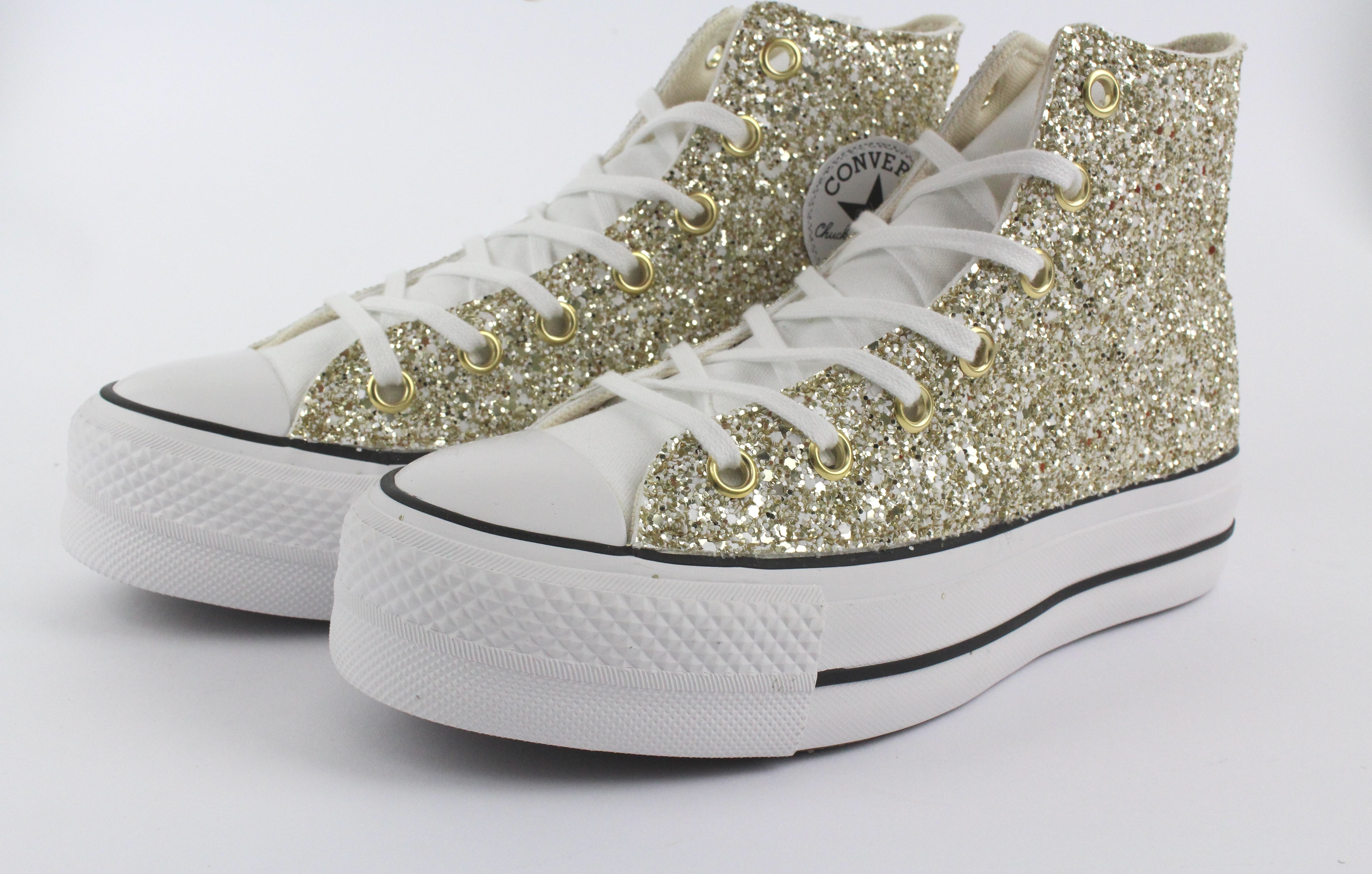 Converse All Star Platform Total Glitter Gold Champagne