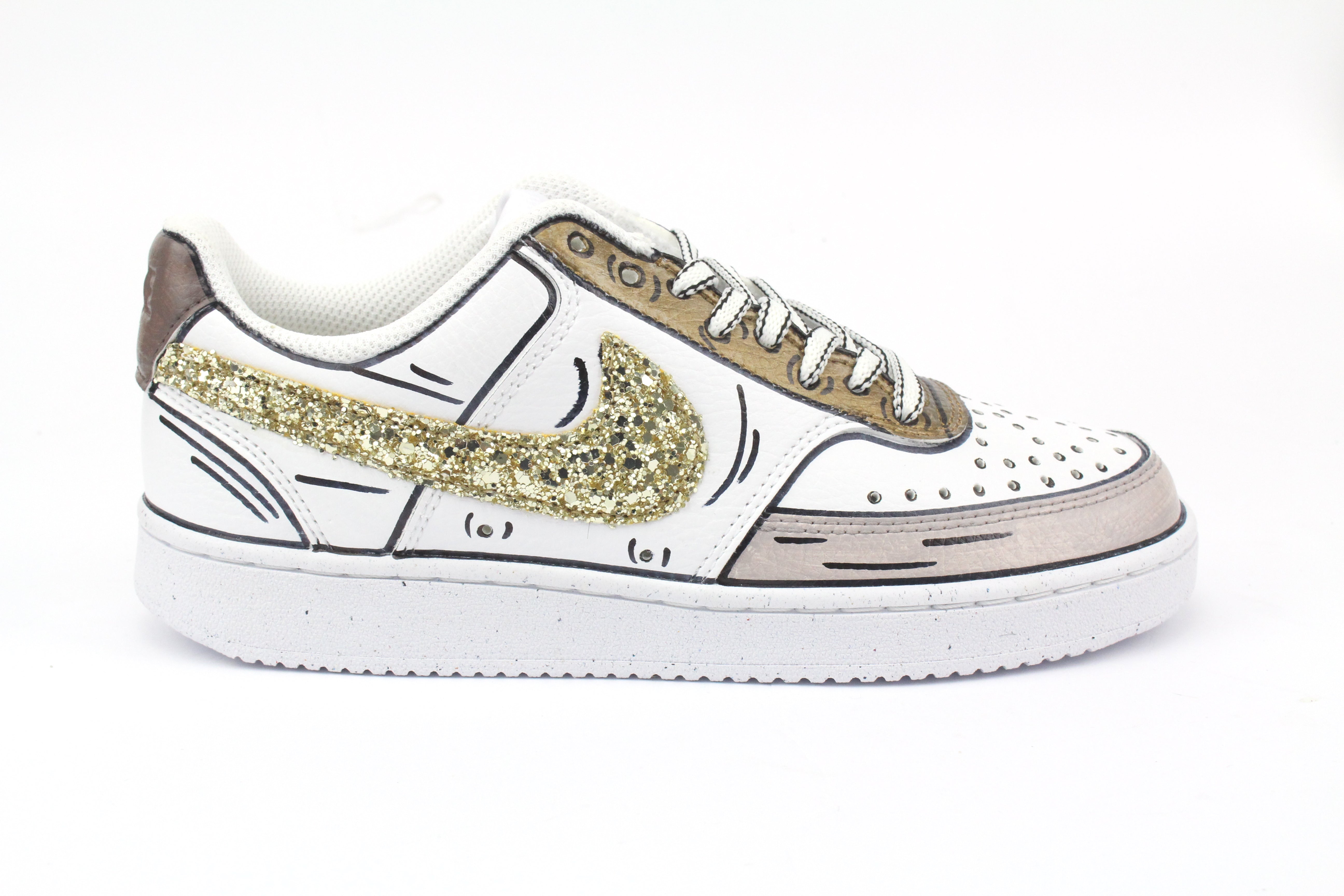 Nike Court Vision Low Cartoons Brown & Glitter