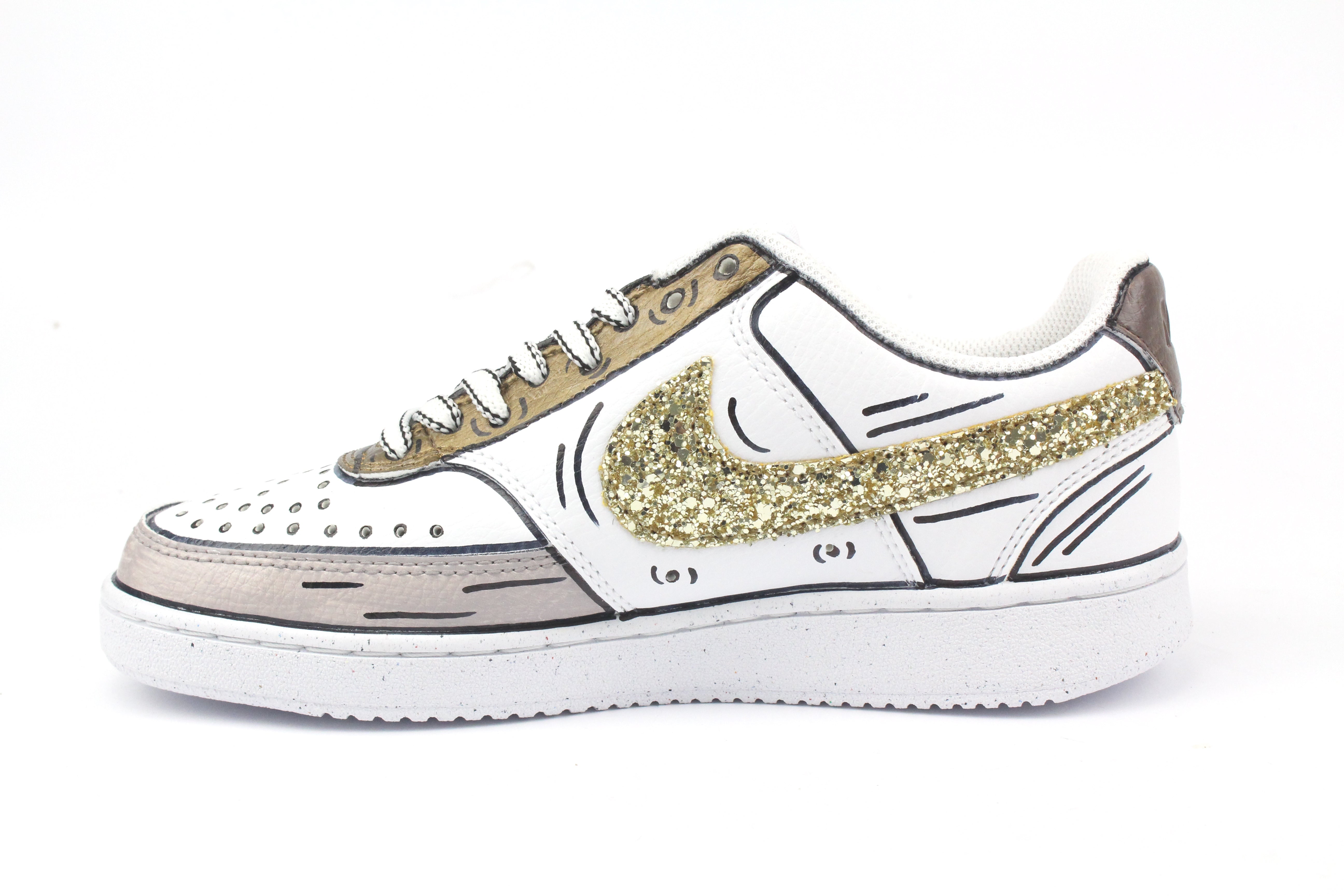 Nike Court Vision Low Cartoons Brown & Glitter
