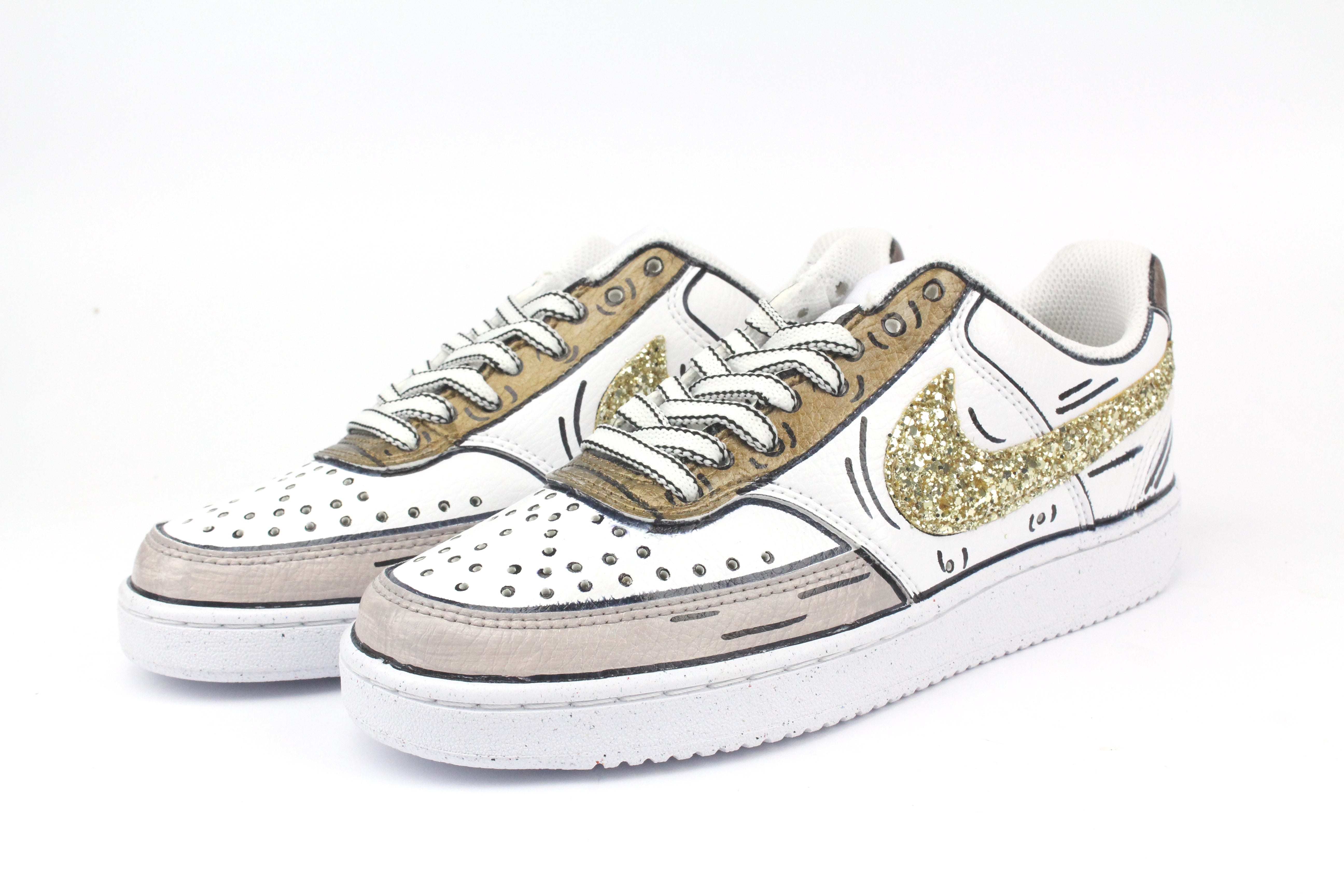 Nike Court Vision Low Cartoons Brown & Glitter
