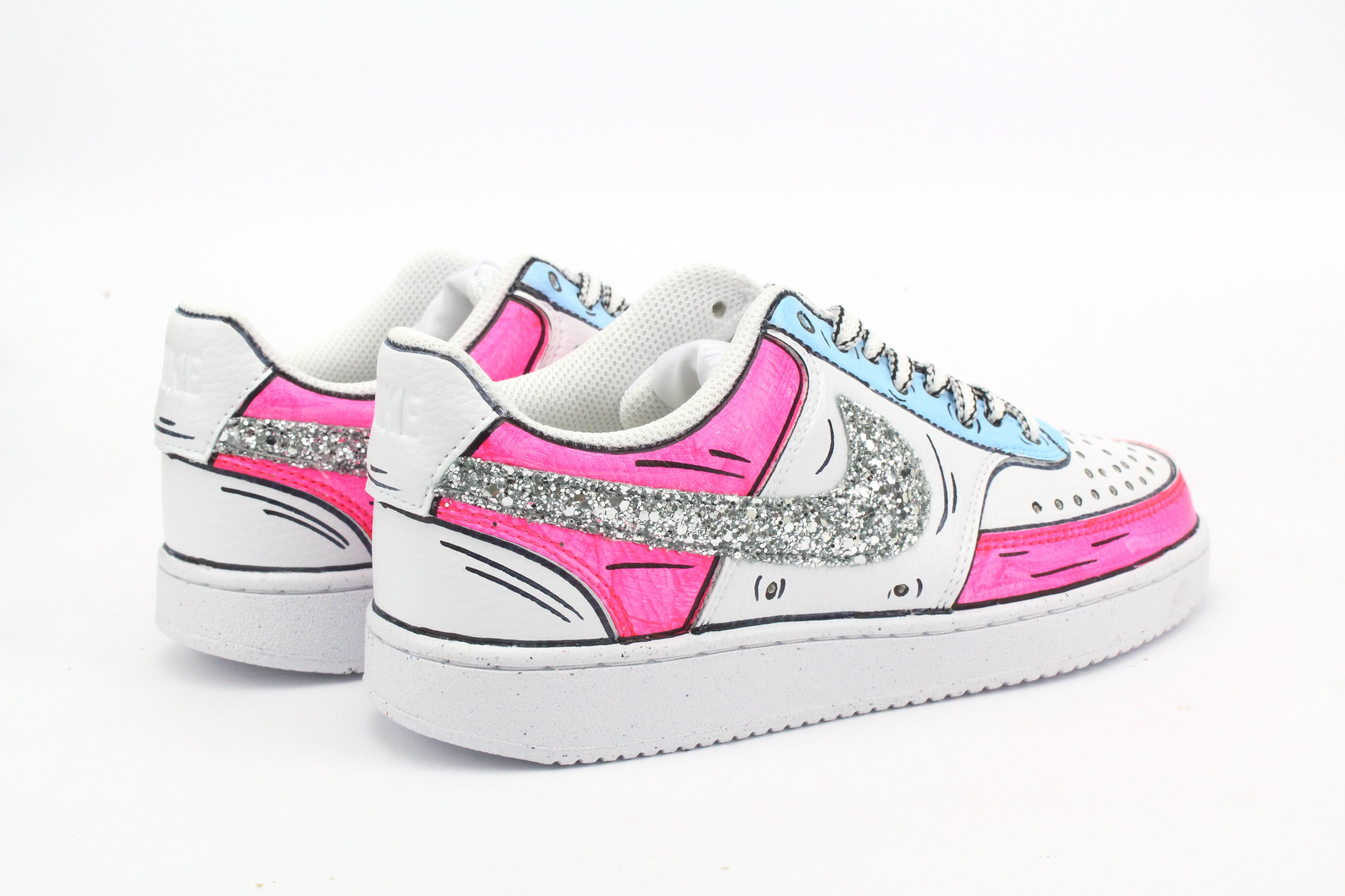 Nike Court Vision Low Cartoons Pink & Glitter