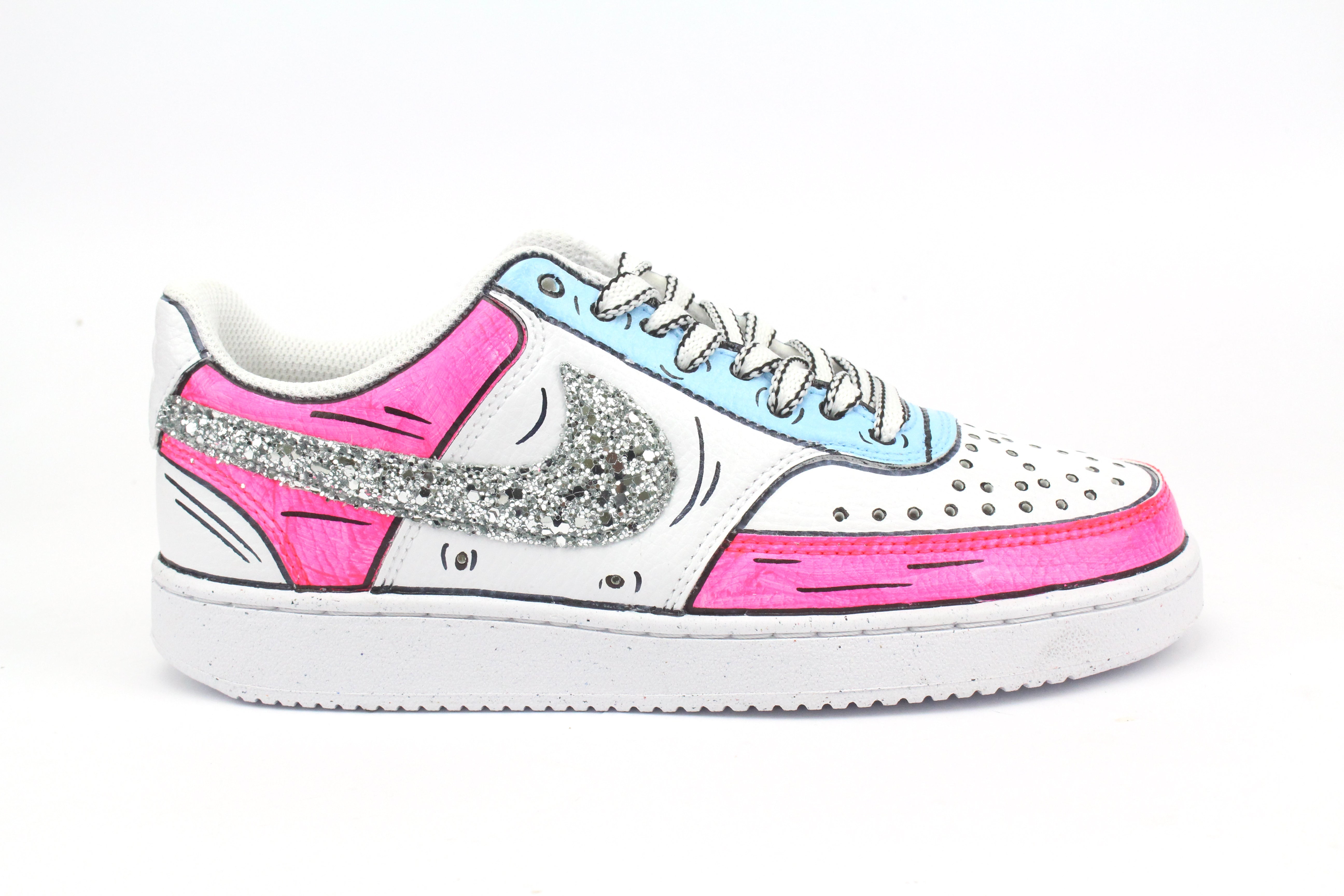 Nike Court Vision Low Cartoons Pink & Glitter