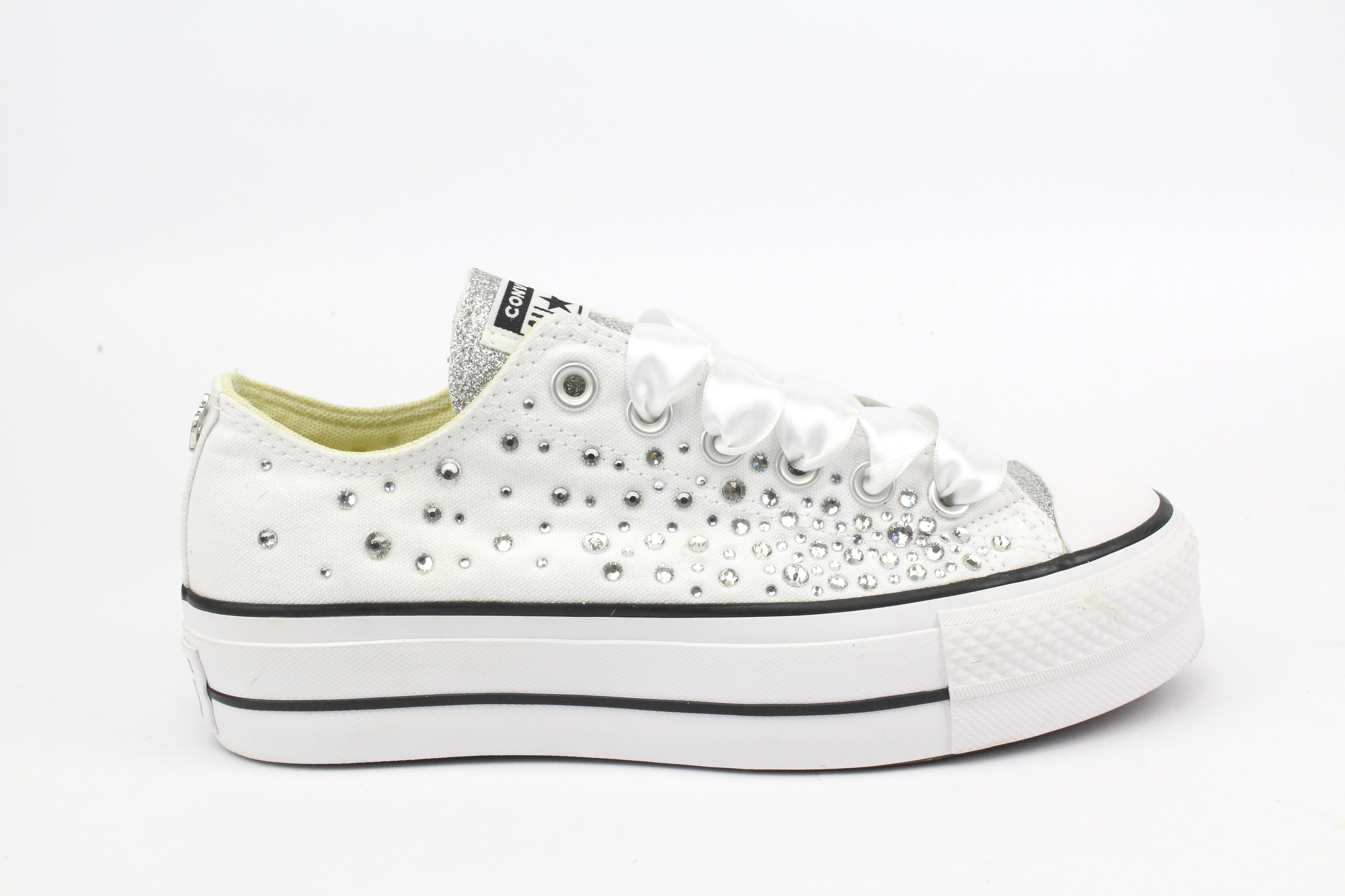 Converse All Star Platform Bassa White Strass Termo Cristal & Glitter