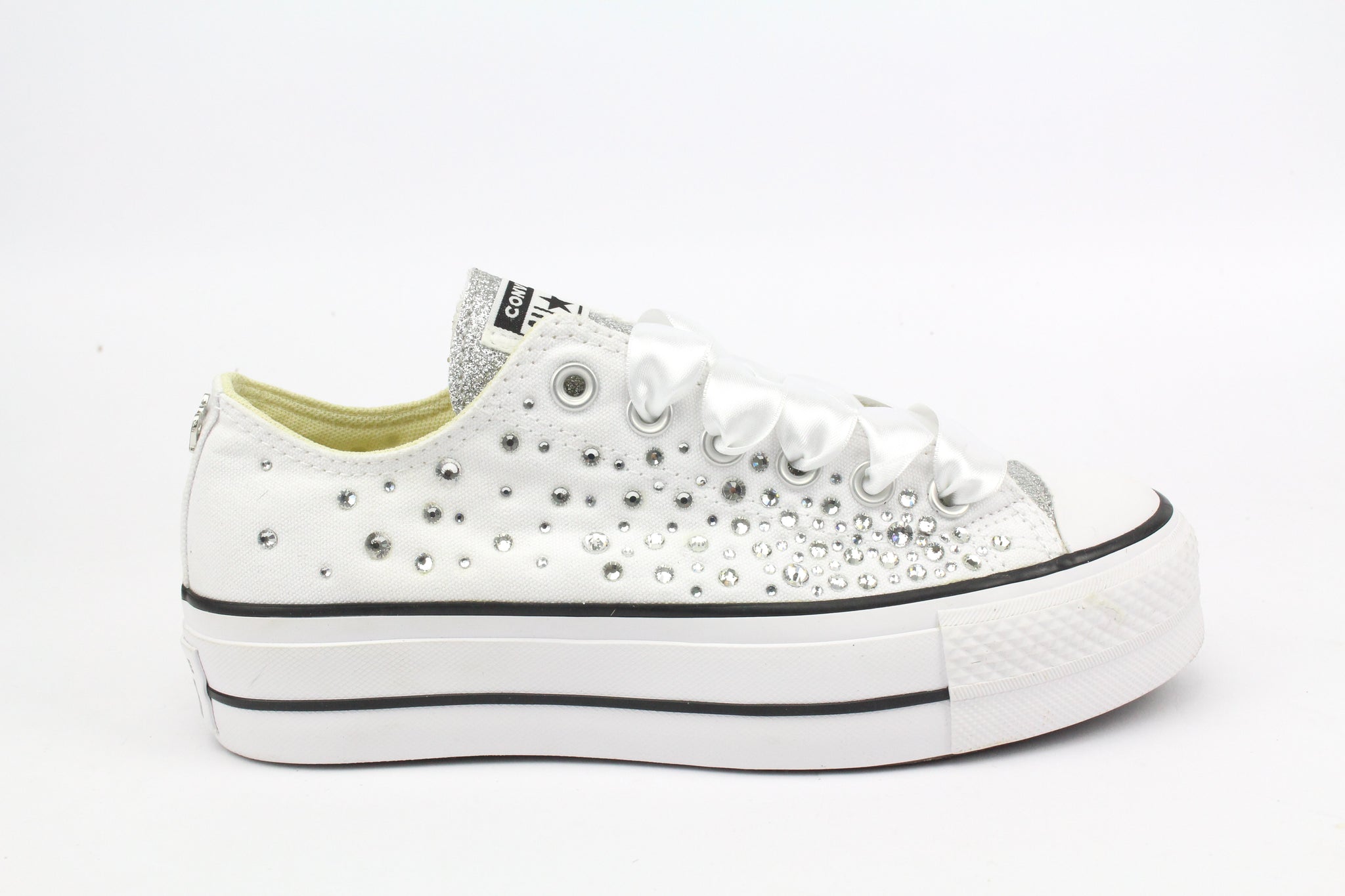 converse basse converse bianche strass