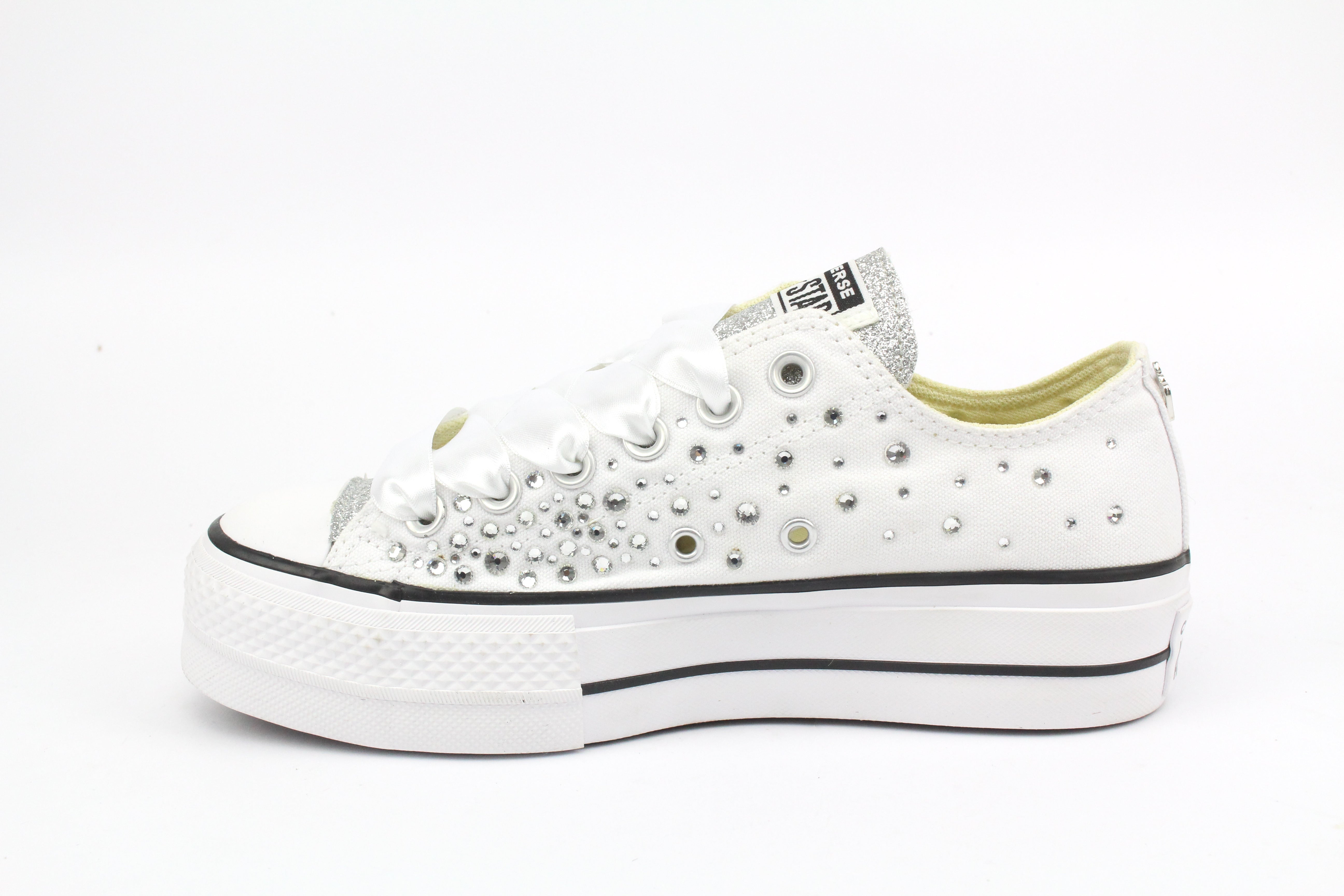 Converse All Star Platform Bassa White Strass Termo Cristal & Glitter