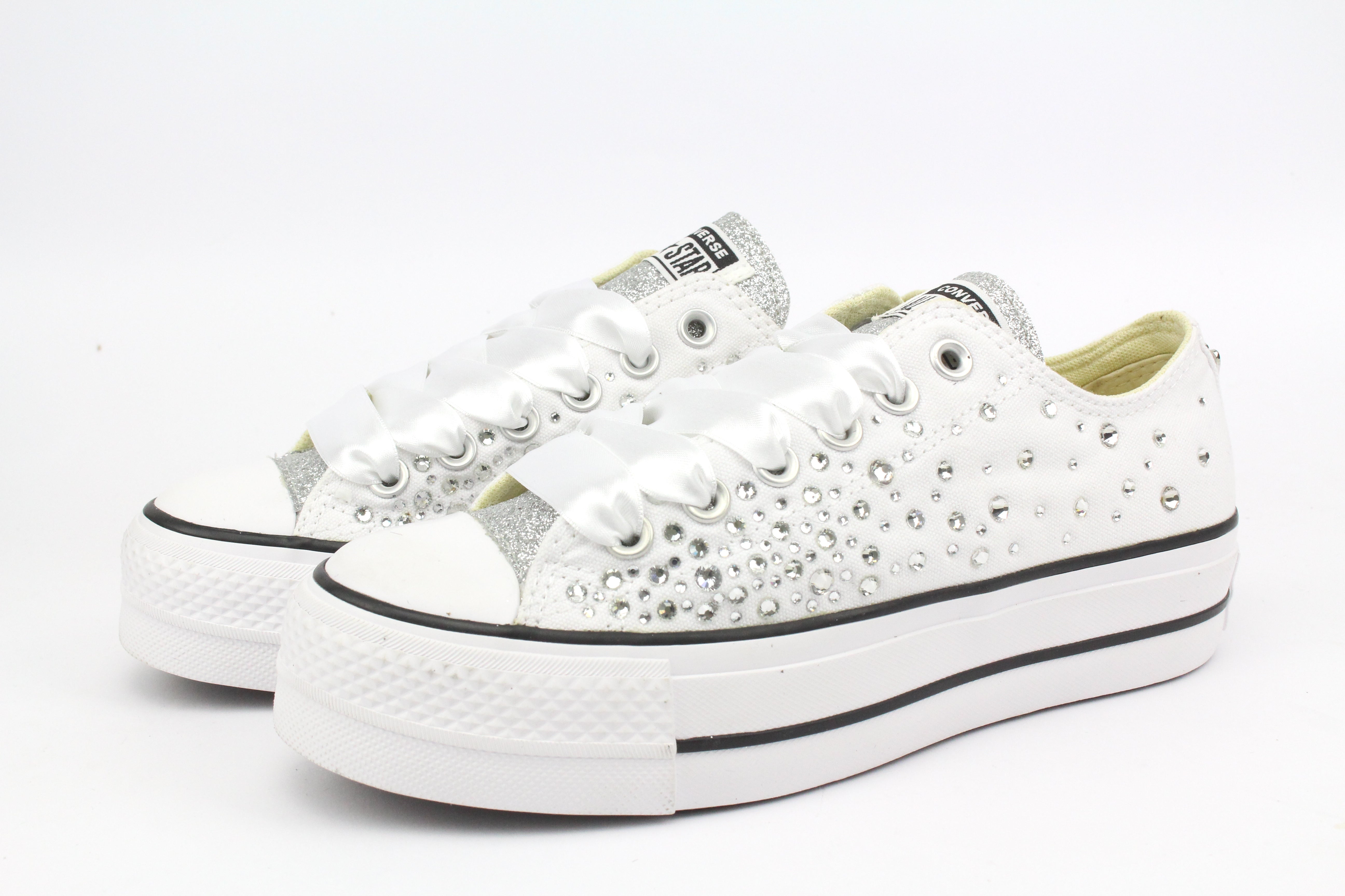 Converse All Star Platform Bassa White Strass Termo Cristal & Glitter