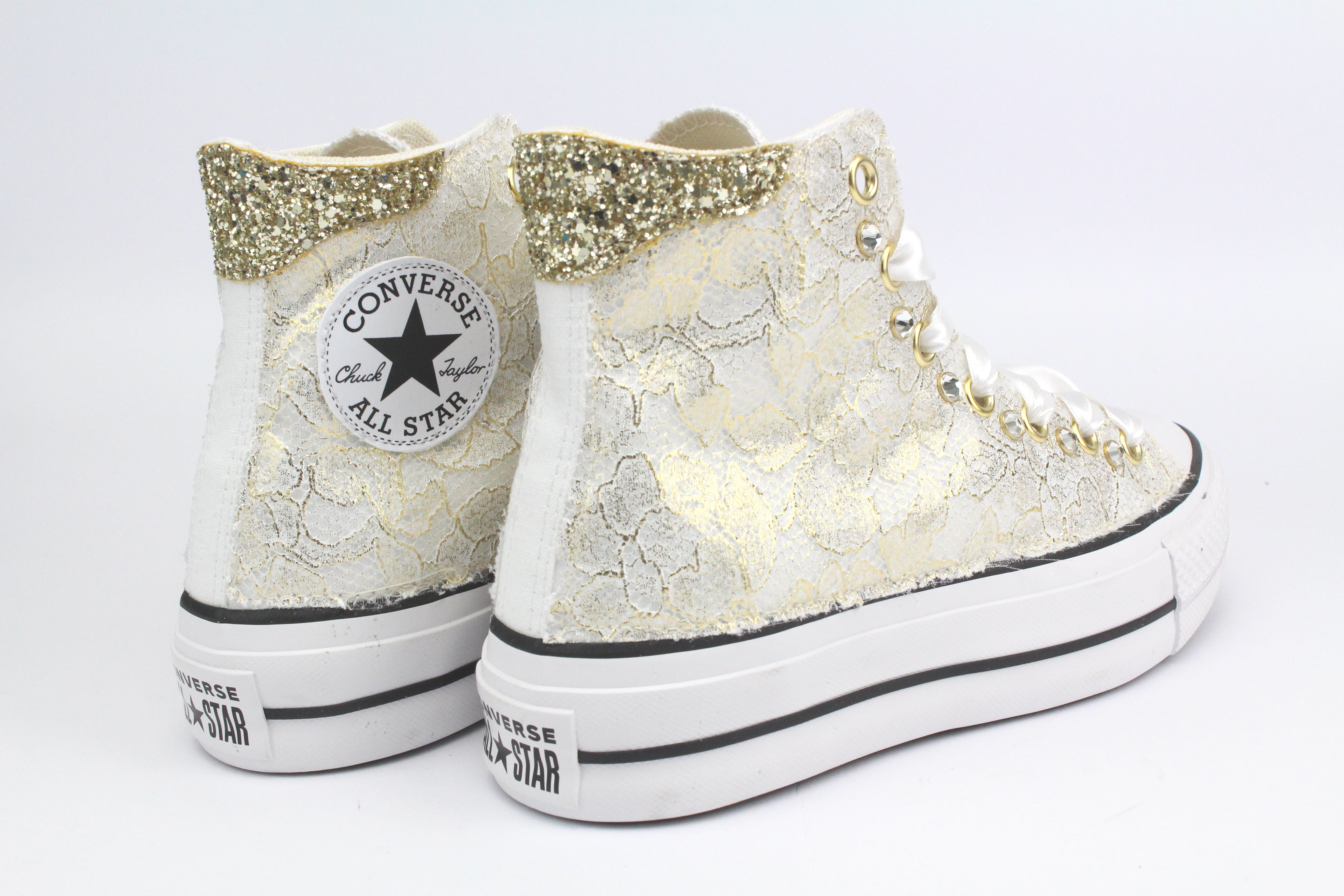 Converse All Star Platform Pizzo Oro & Strass