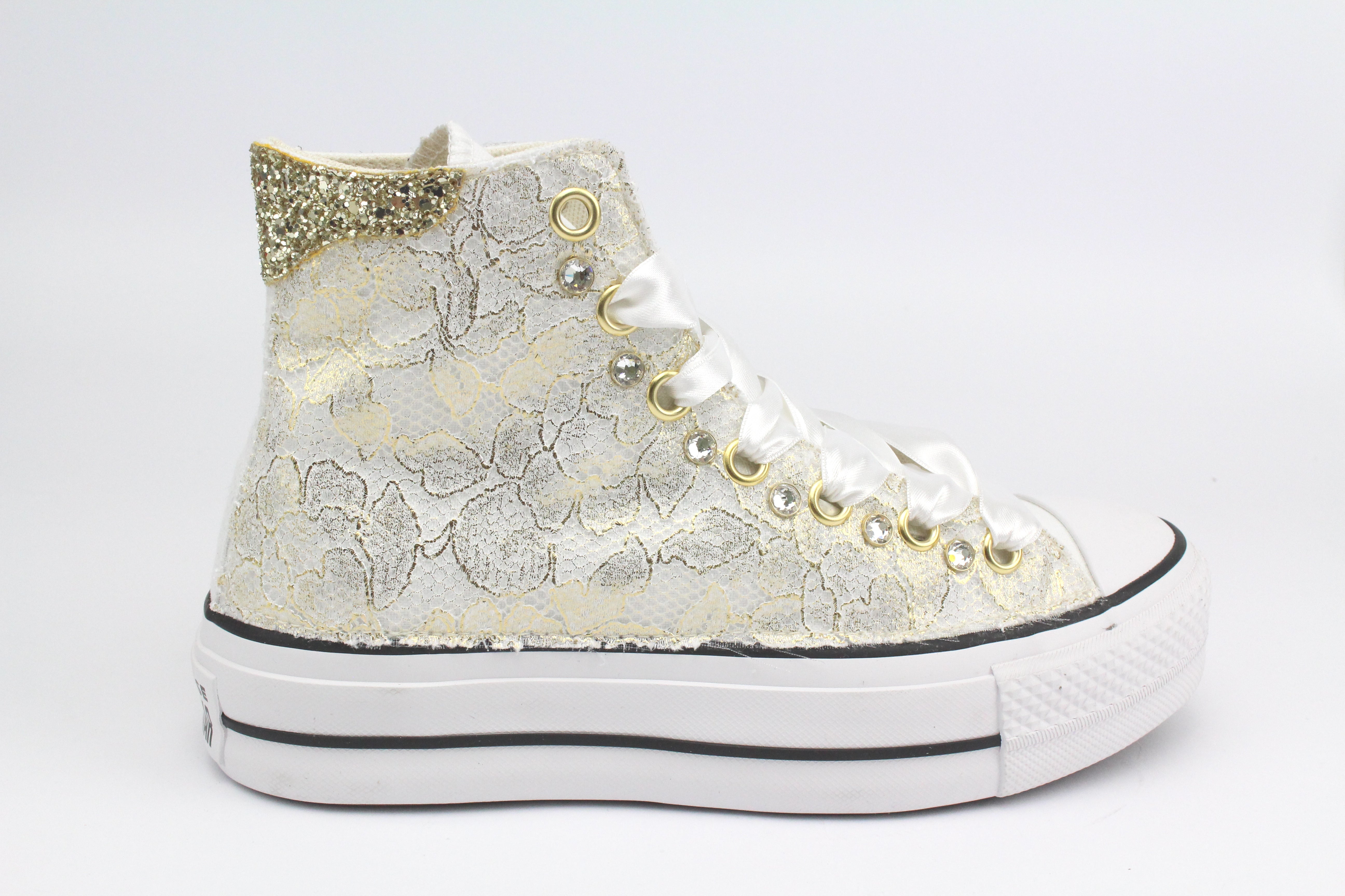 Converse All Star Platform Pizzo Oro & Strass