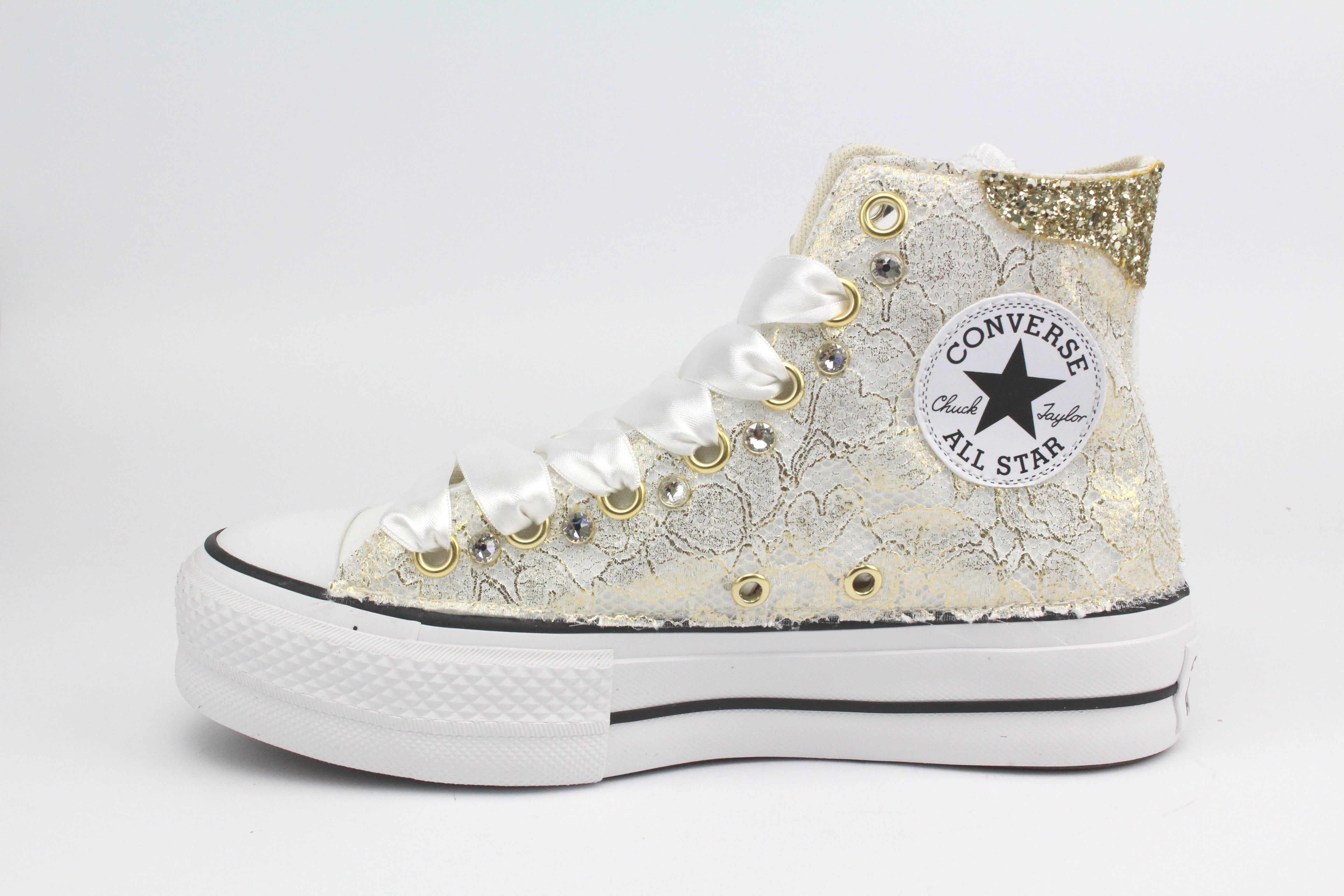 Converse All Star Platform Pizzo Oro & Strass