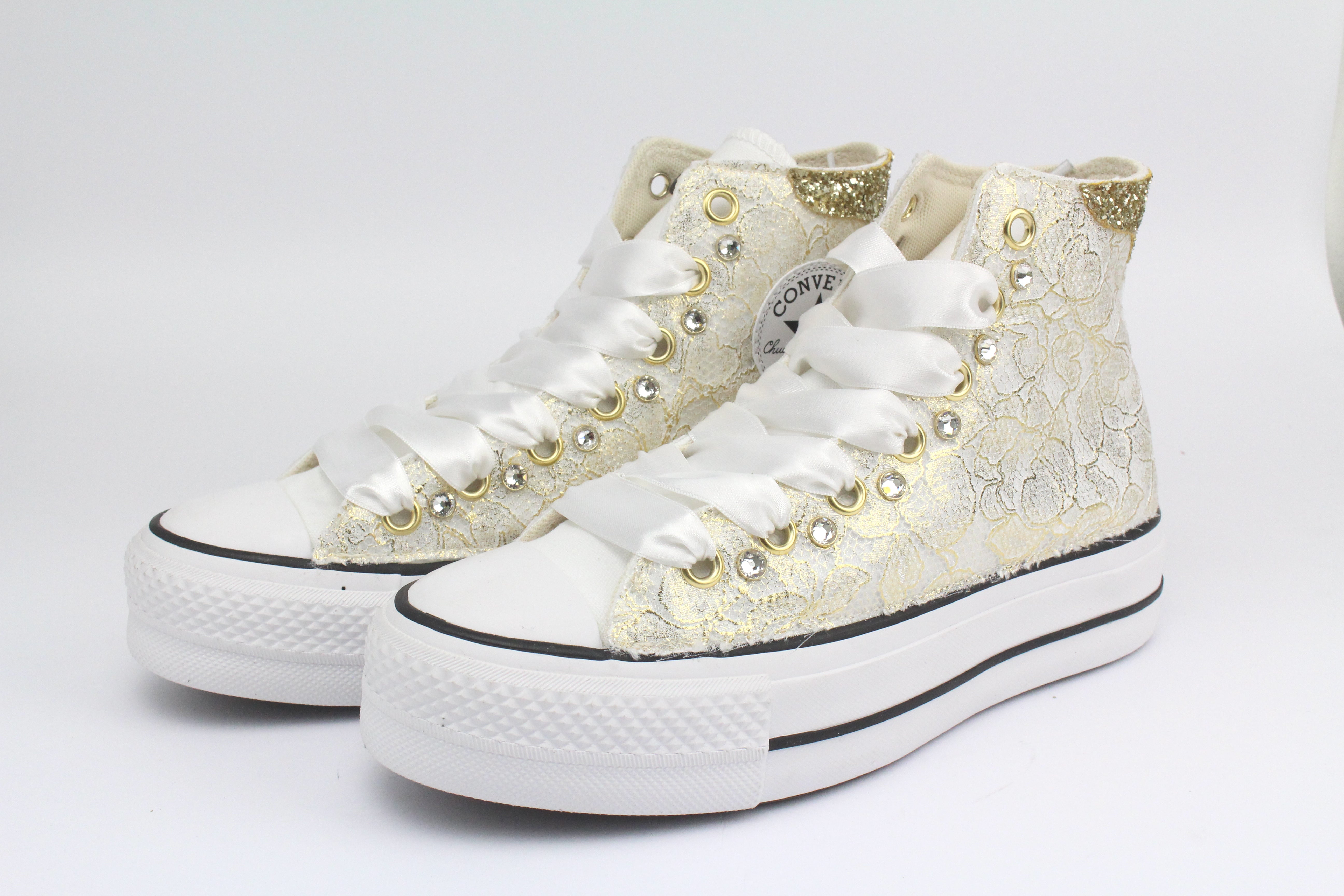 Converse All Star Platform Pizzo Oro & Strass