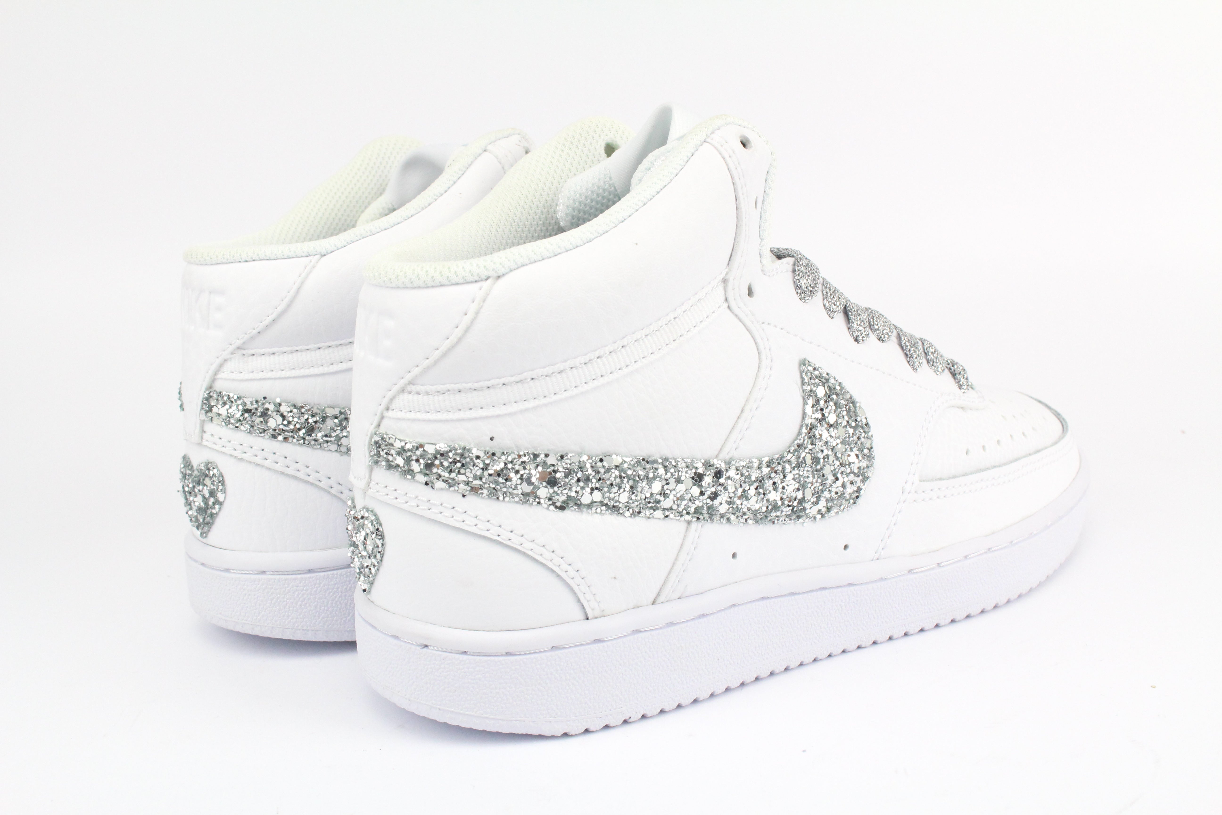 Nike Court Vision MID Glitter Silver & Cuore