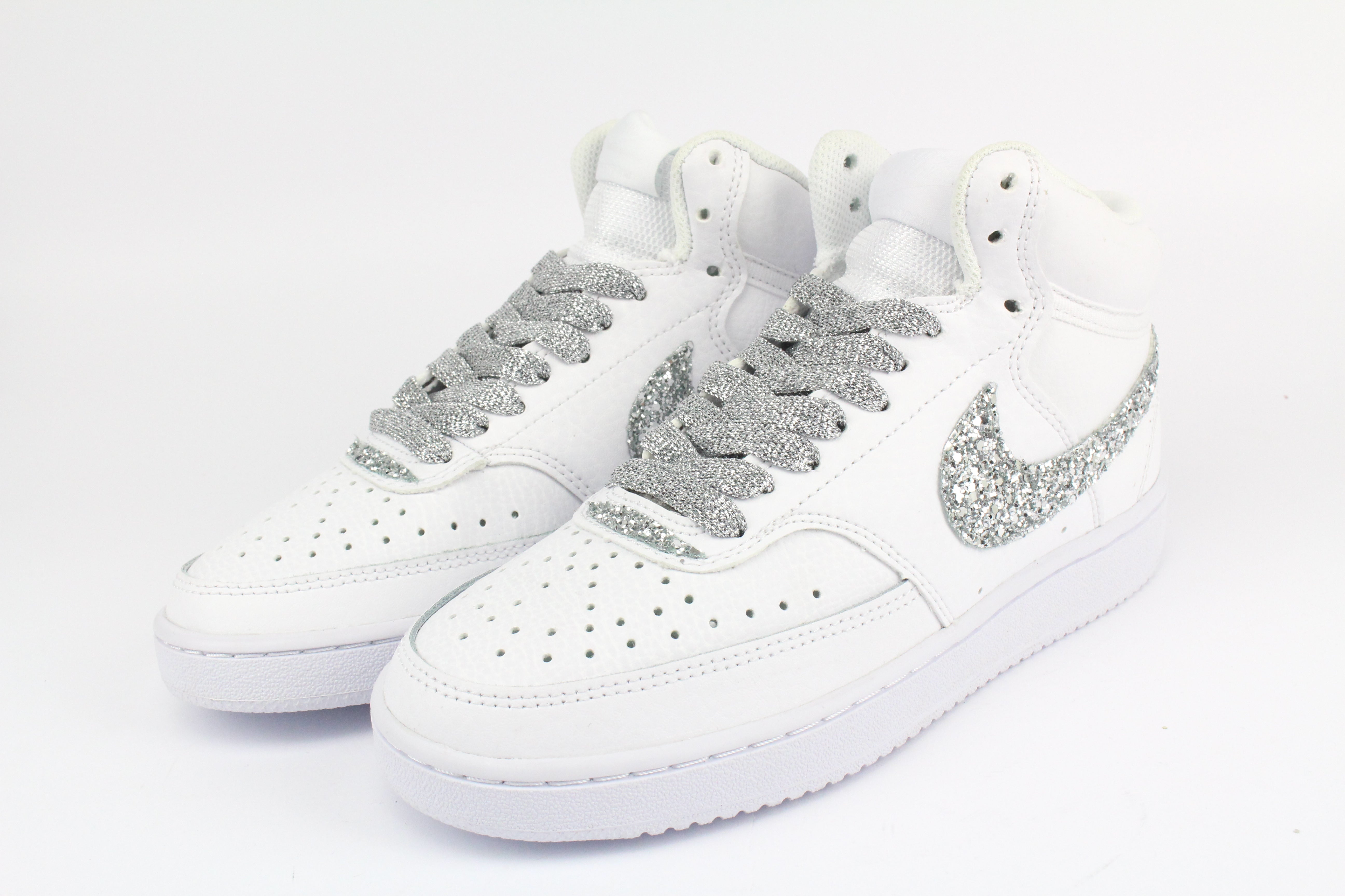 Nike Court Vision MID Glitter Silver & Cuore