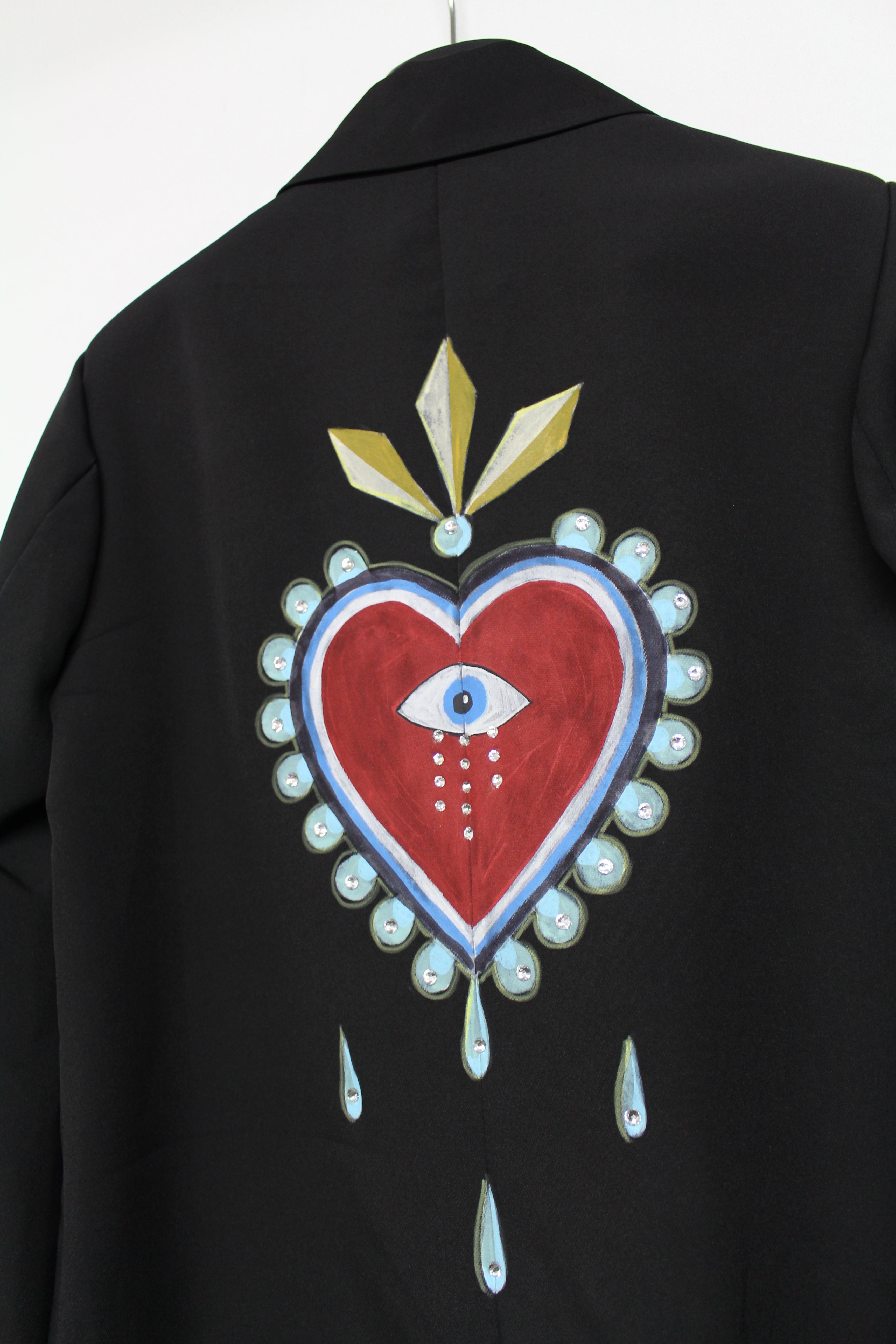 Giacca Elegante Cuore Occhio Sacro Strass