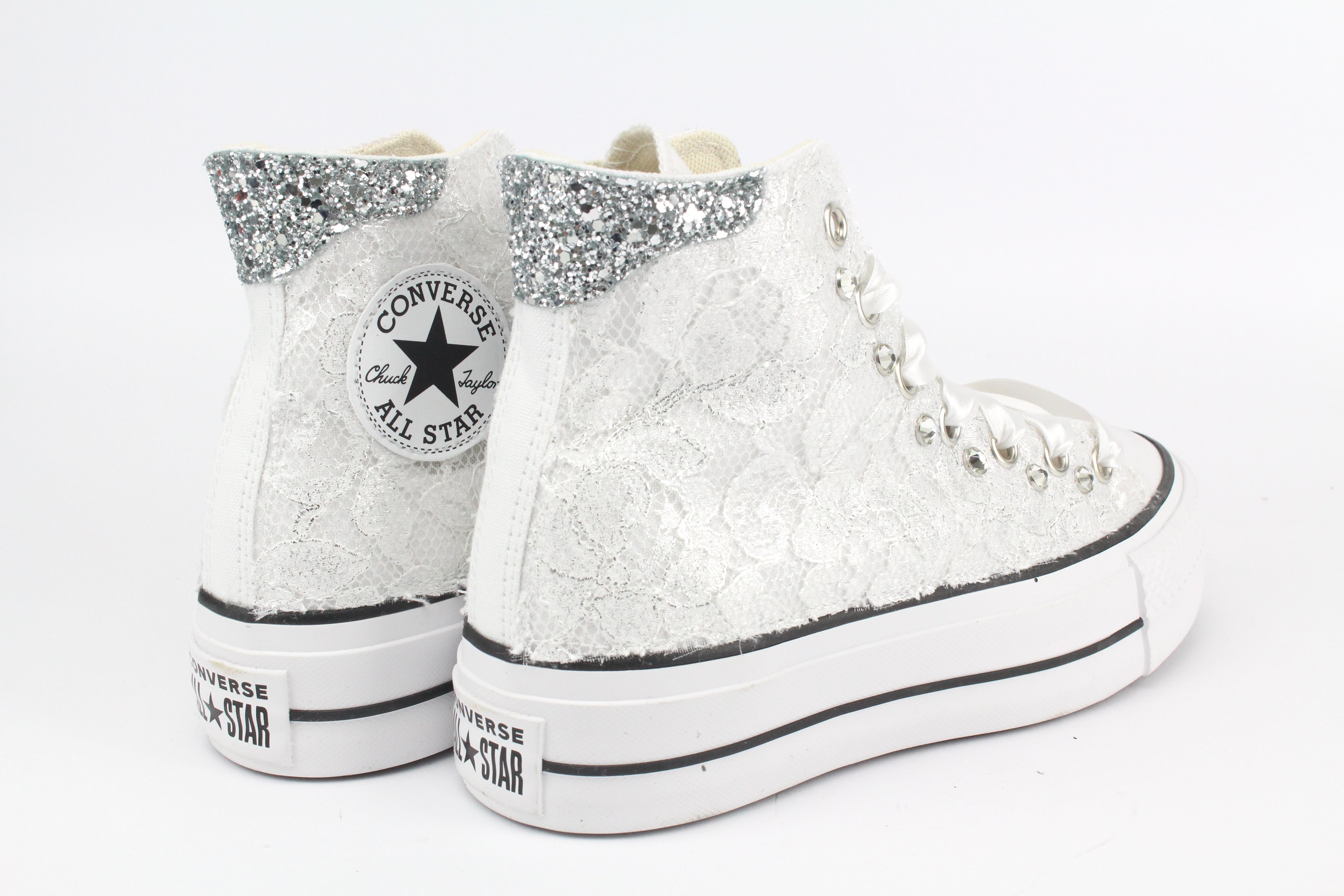 Converse All Star Platform Pizzo Argento & Strass