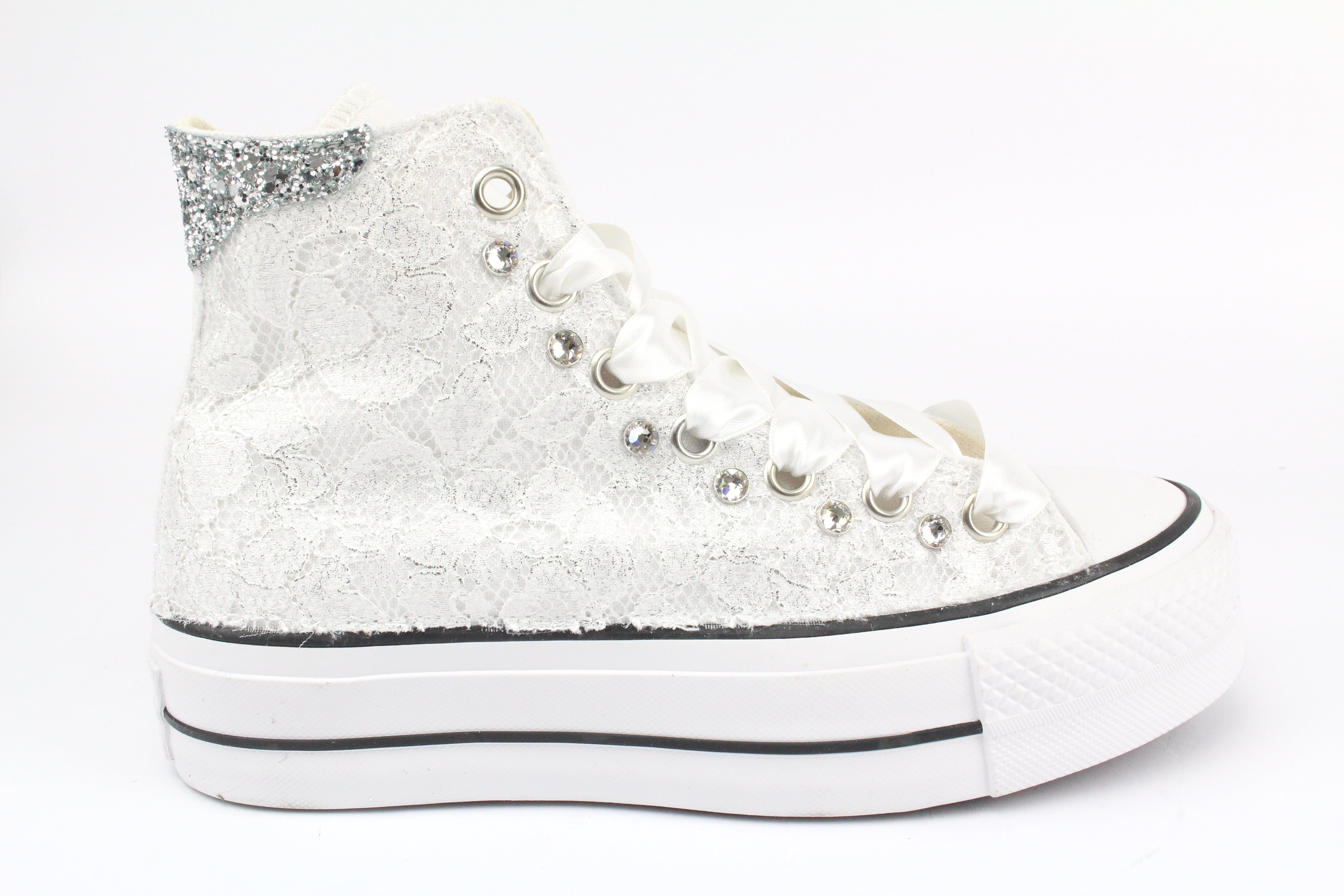 Converse All Star Platform Pizzo Argento & Strass