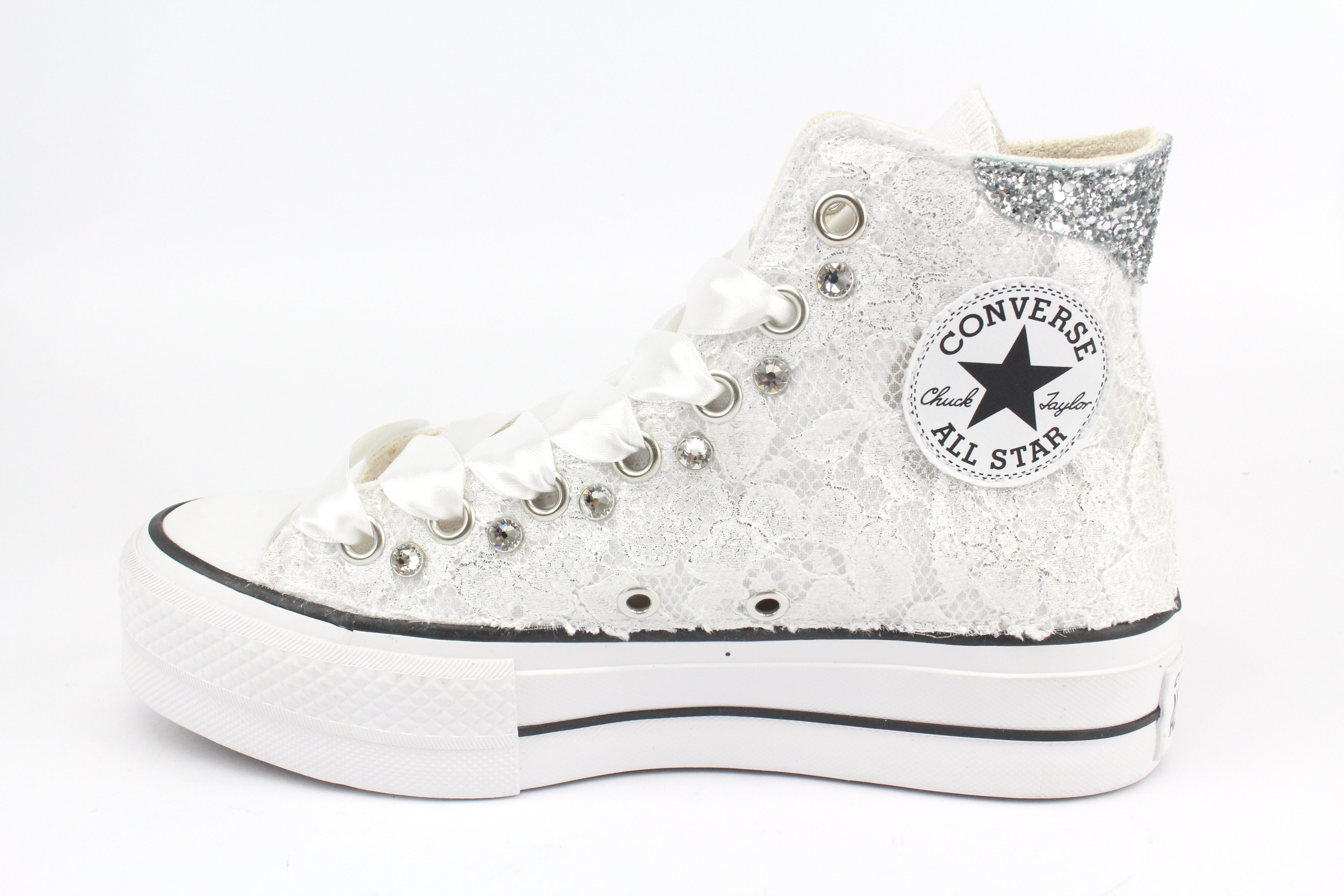 Converse All Star Platform Pizzo Argento & Strass