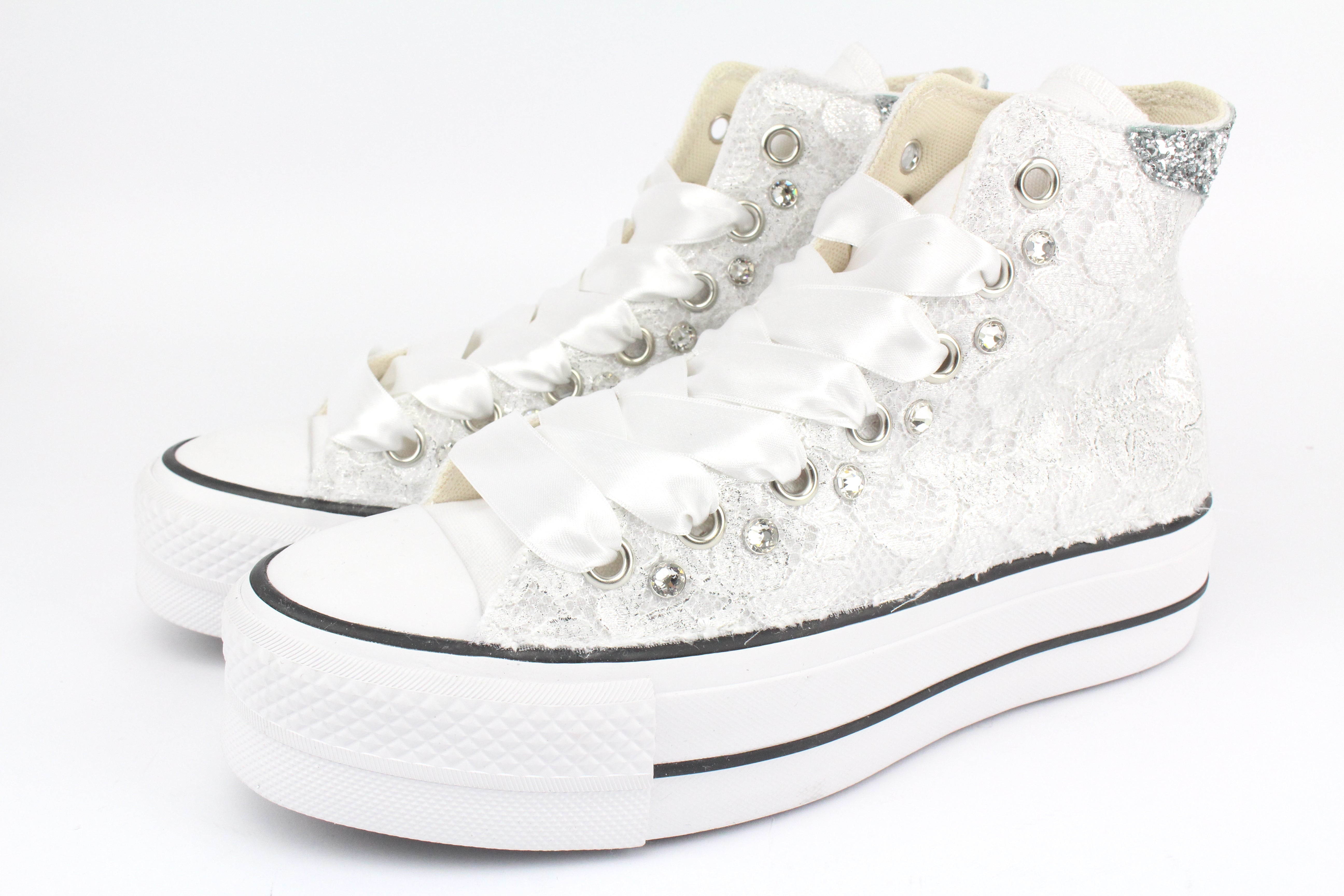 Converse All Star Platform Pizzo Argento & Strass