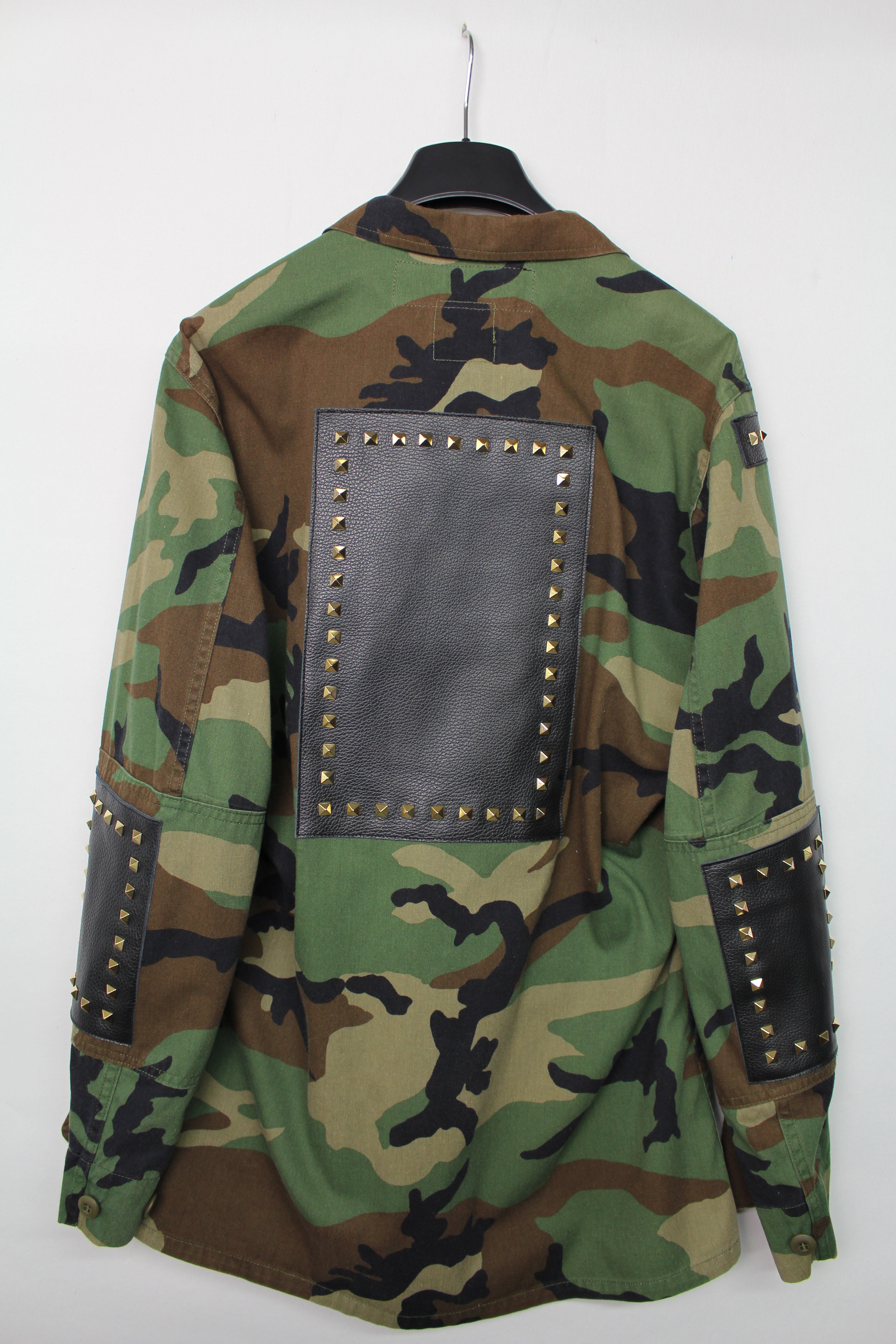 Giacca Mimetica Pelle e Borchie