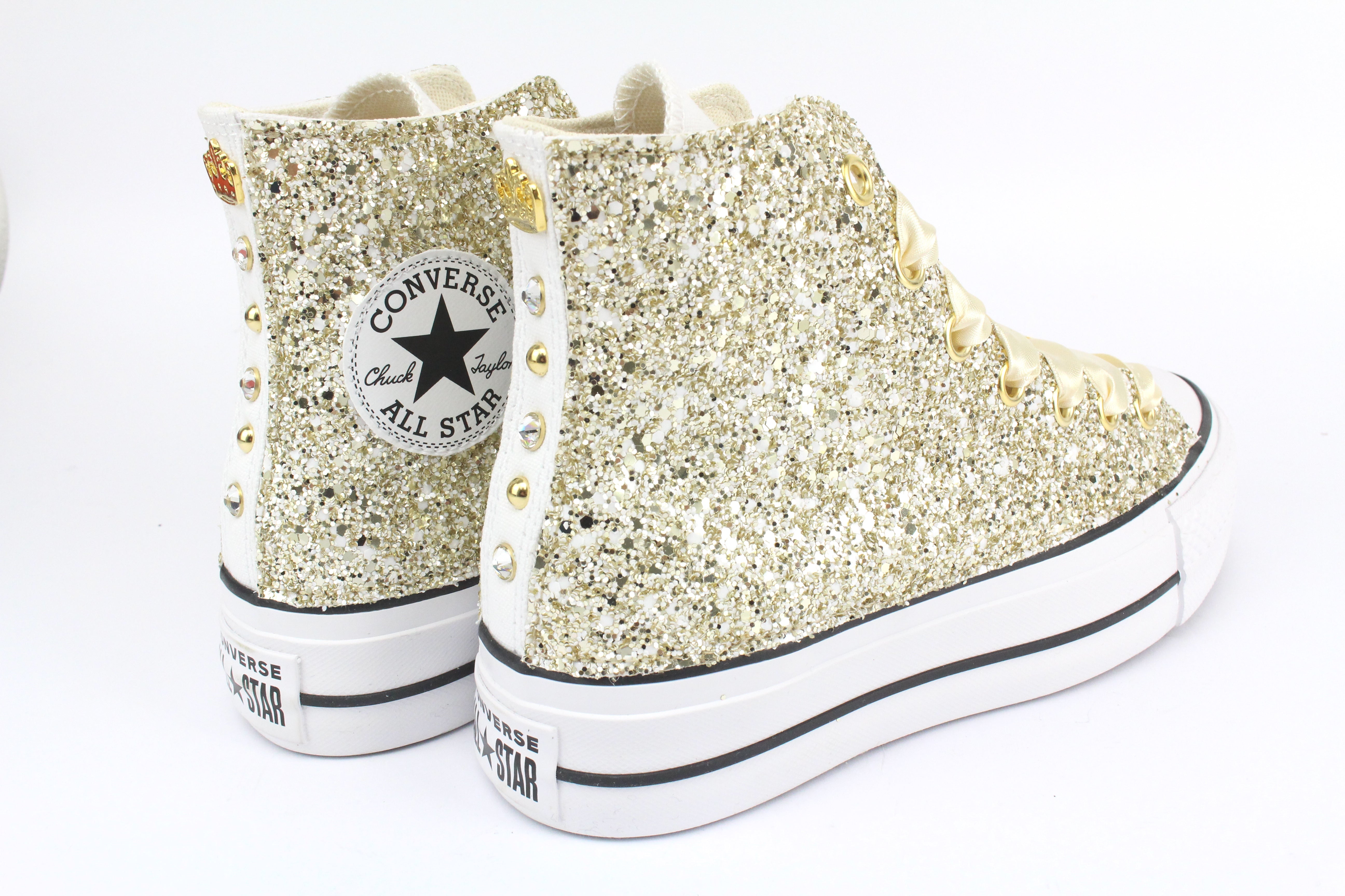 Converse All Star Platform Total Glitter Gold Champagne & Strass