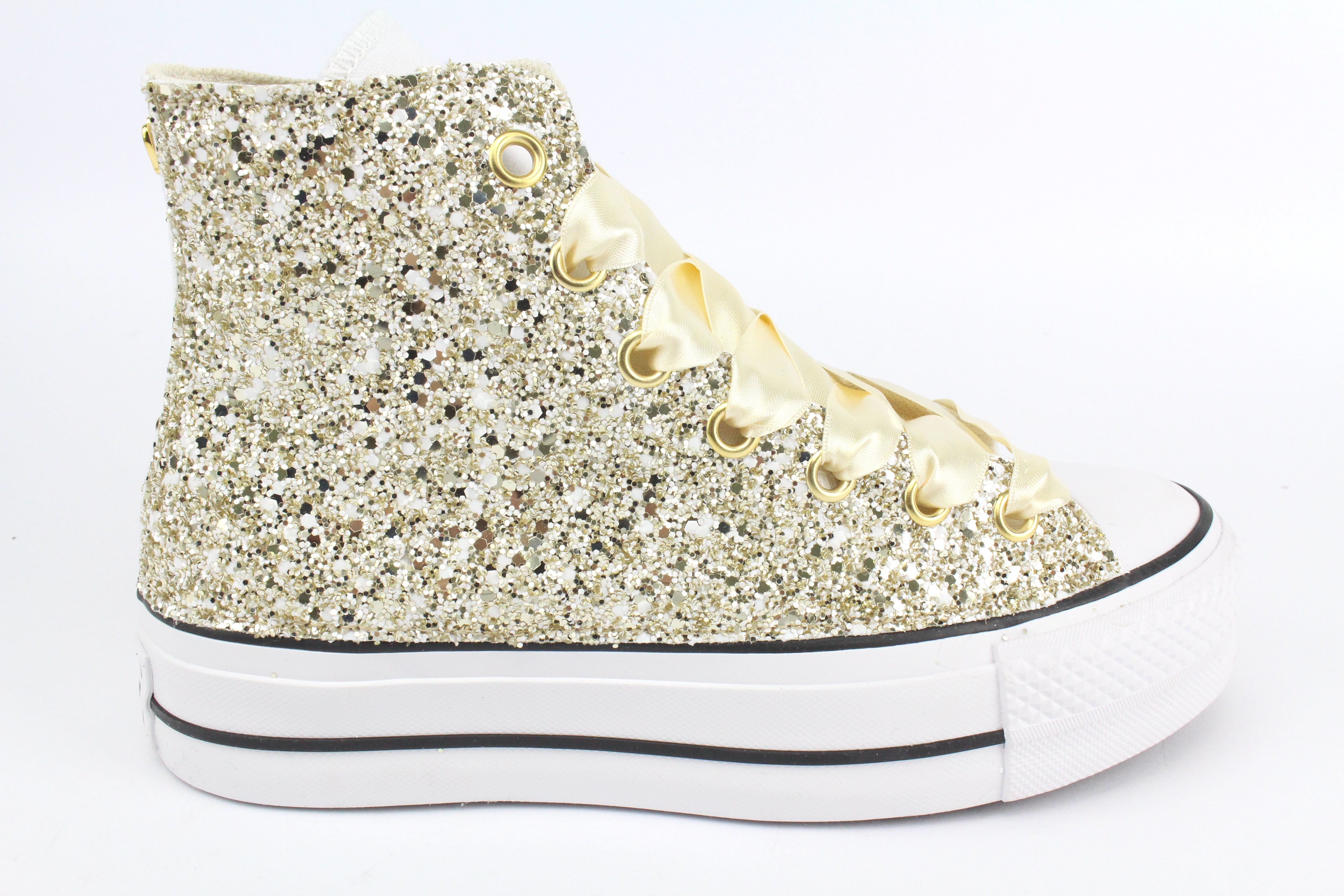 Converse All Star Platform Total Glitter Gold Champagne & Strass