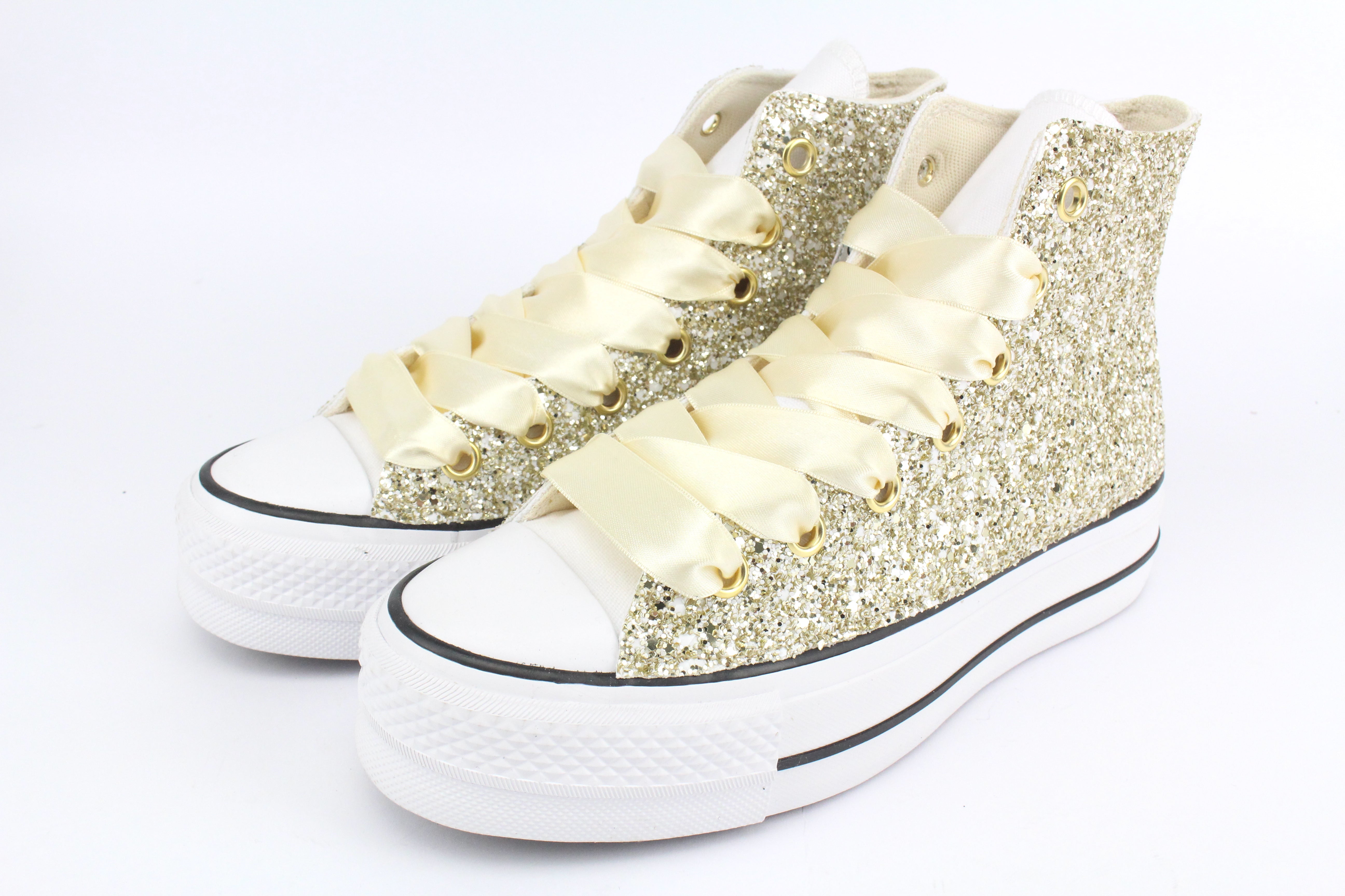 Converse All Star Platform Total Glitter Gold Champagne & Strass