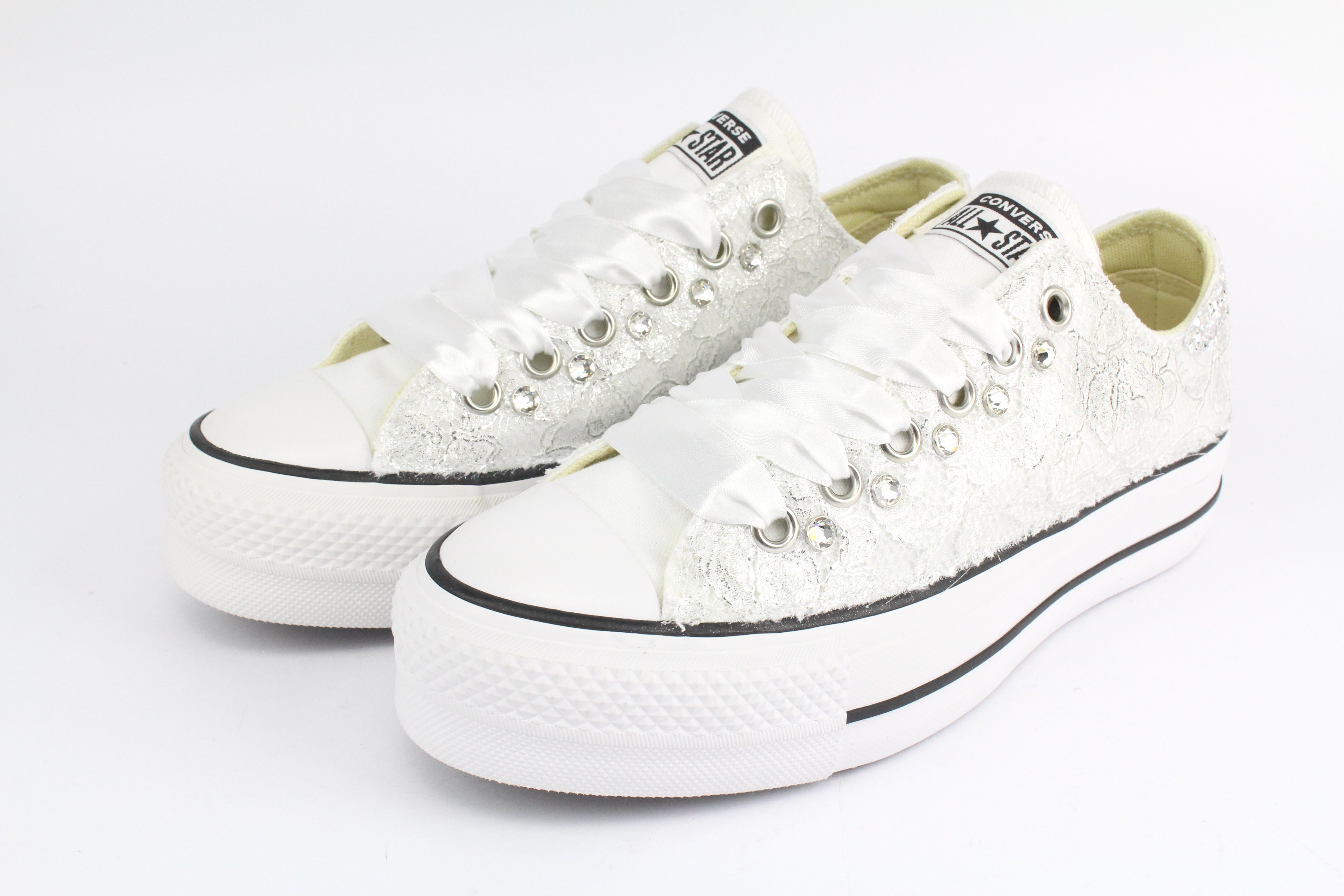 Converse All Star Platform Bassa Pizzo Argento & Strass