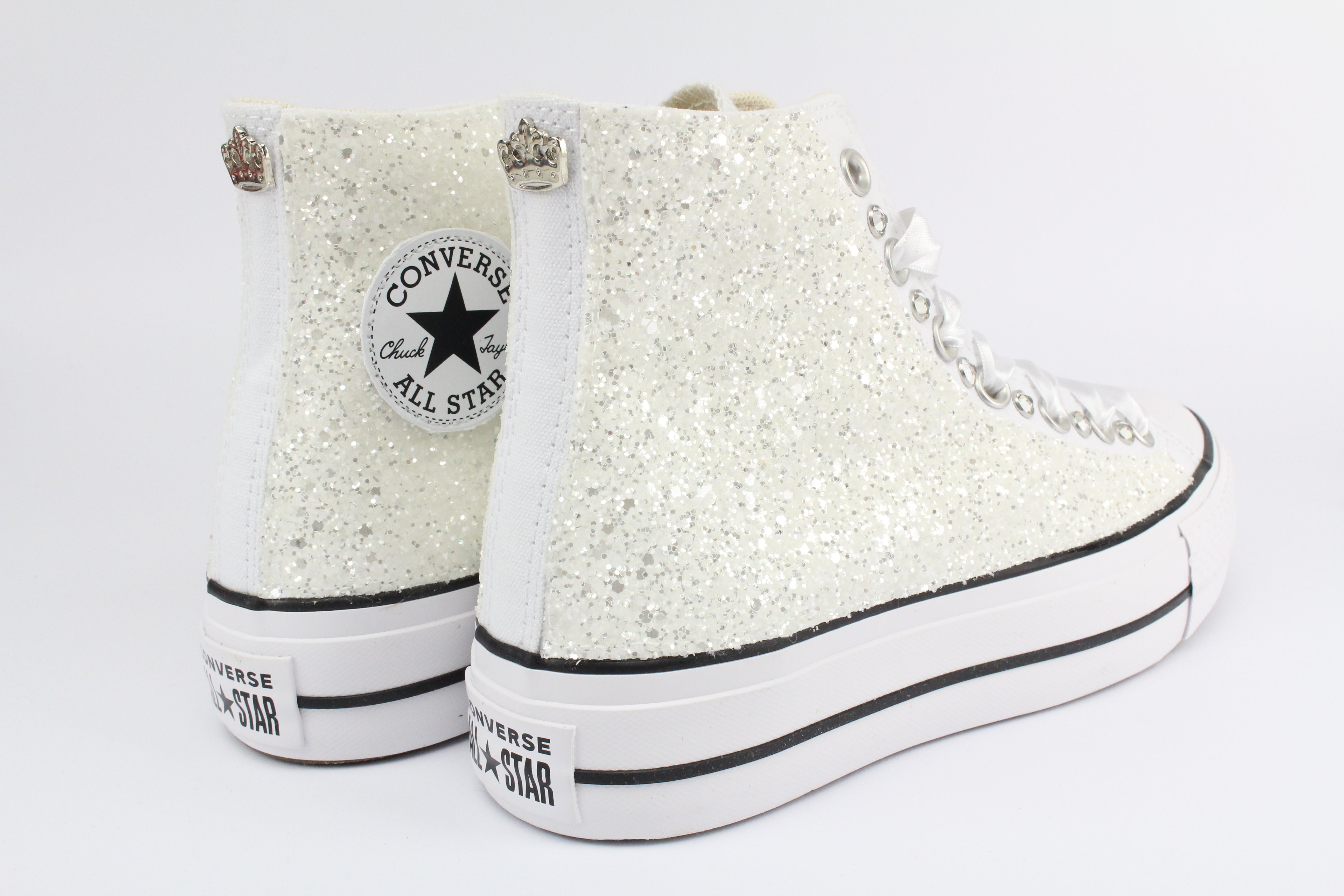 Converse All Star Platform White Glitter White & Strass