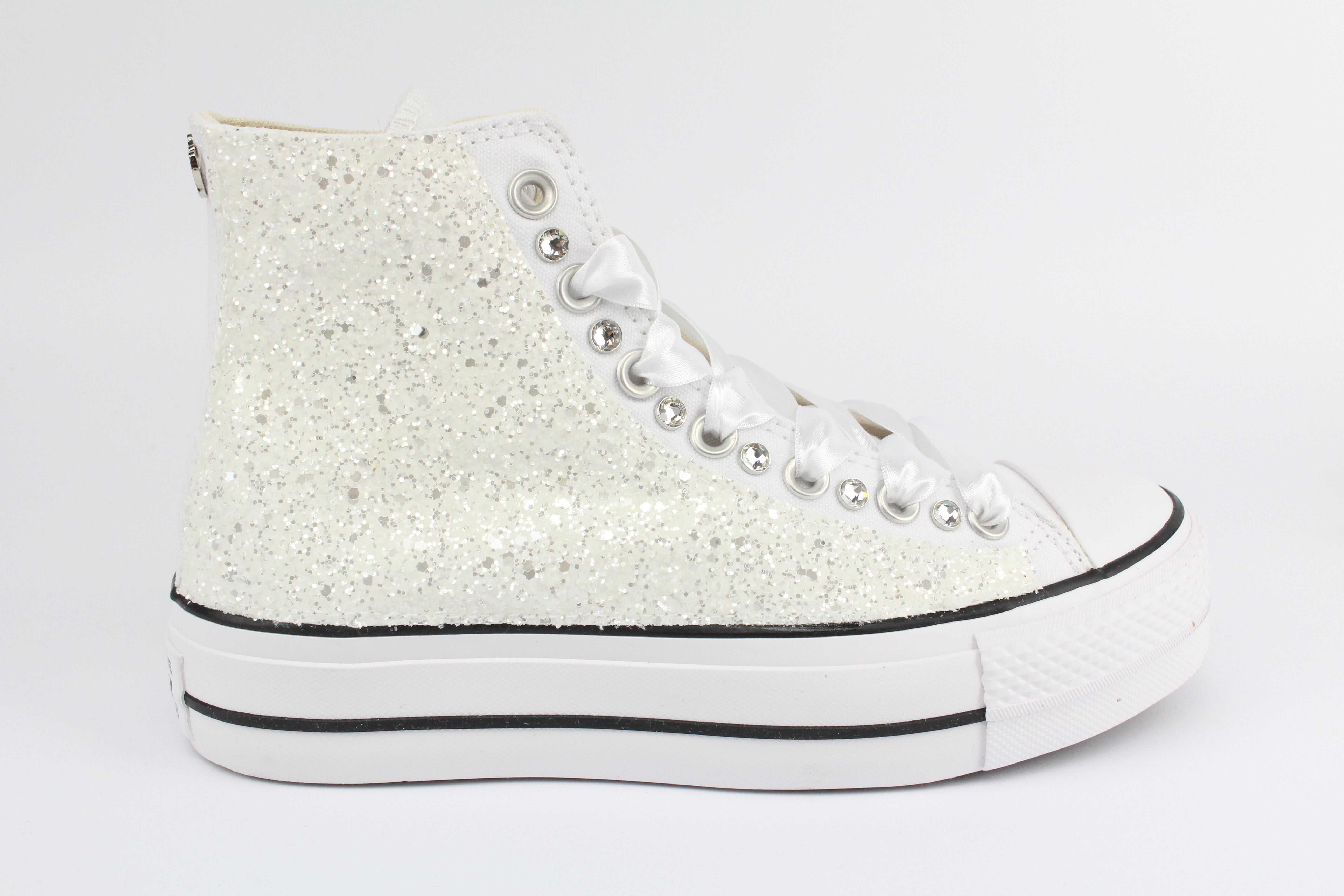 Converse All Star Platform White Glitter White & Strass