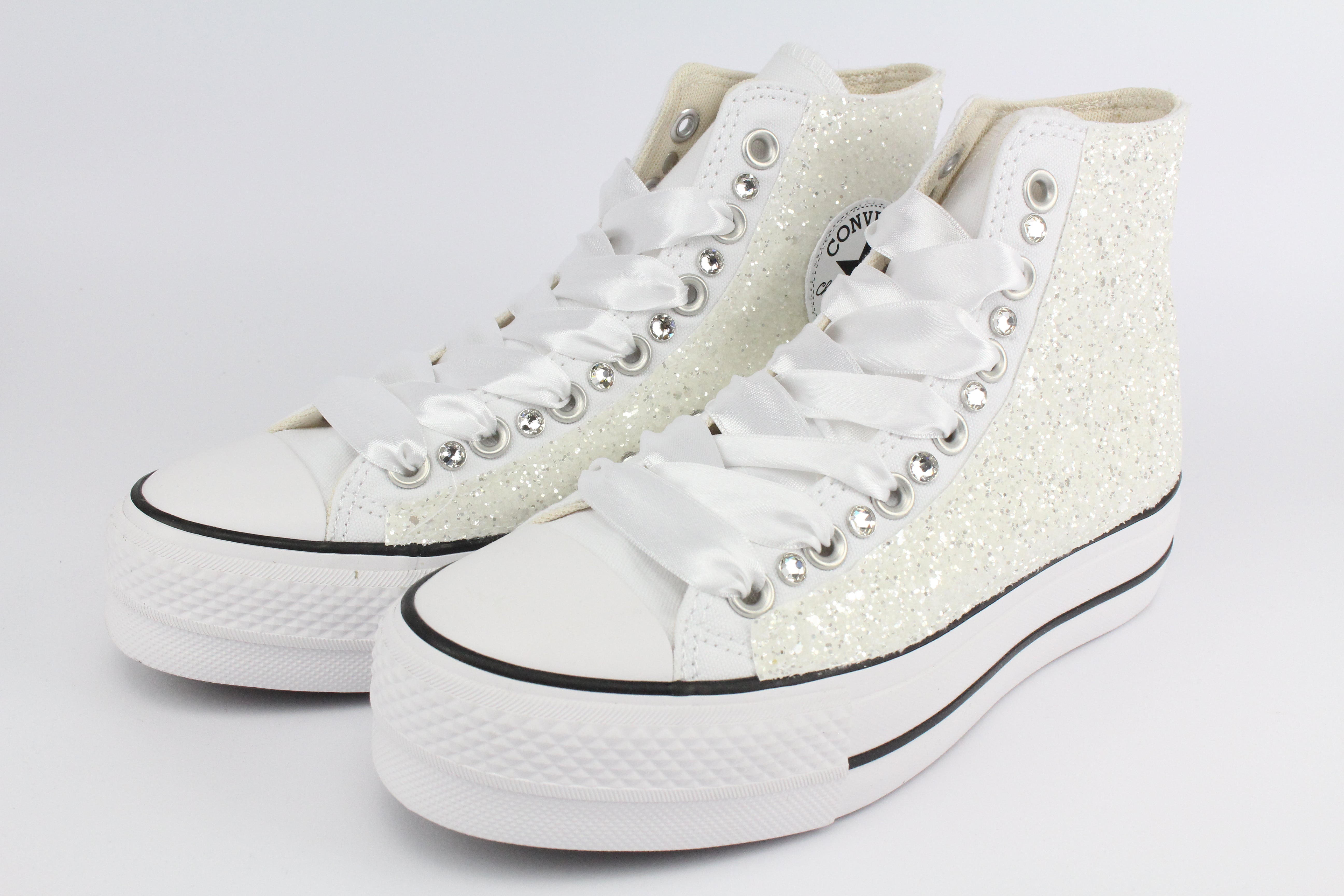 Converse All Star Platform White Glitter White & Strass