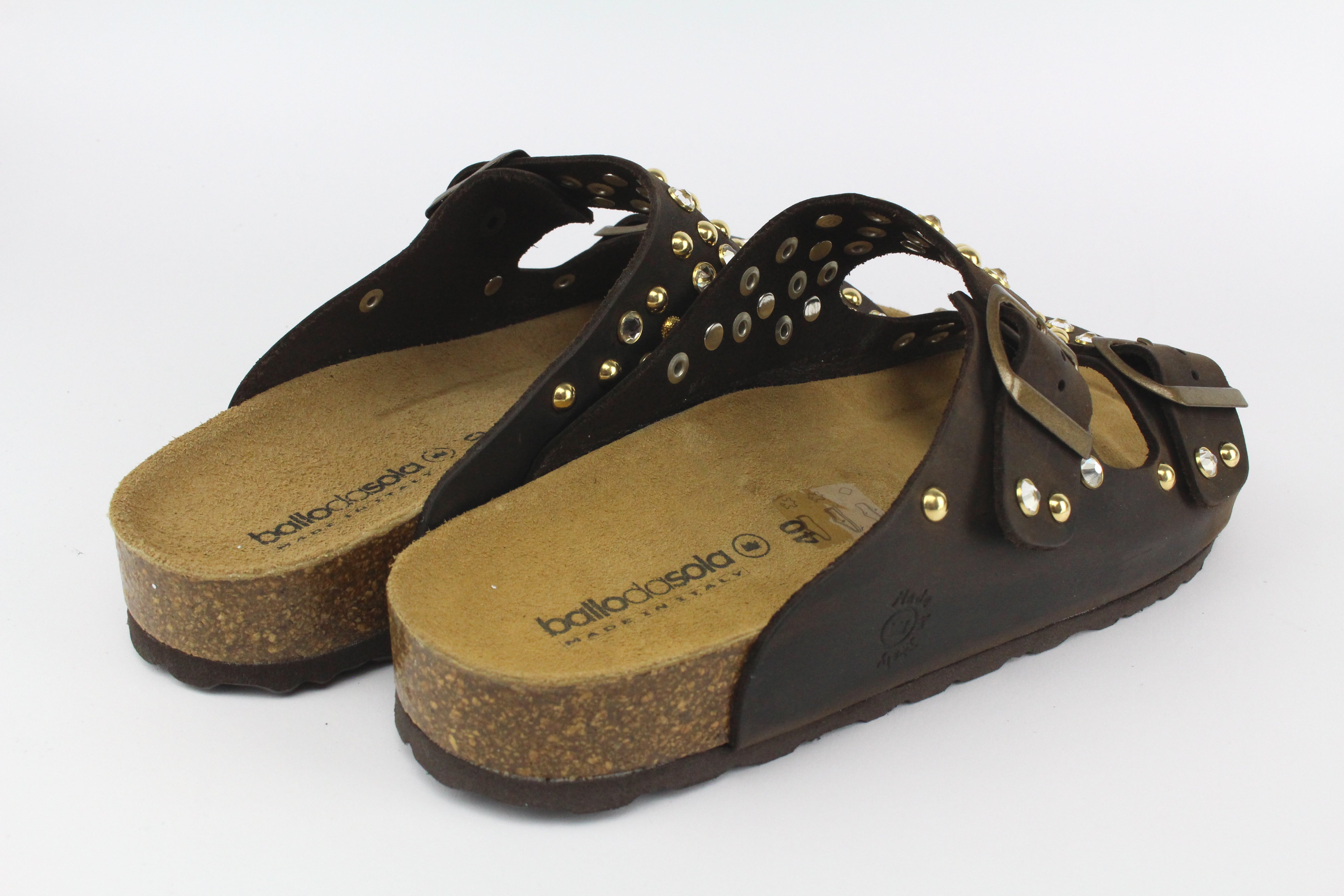 Sandali Brown Strass & Borchie