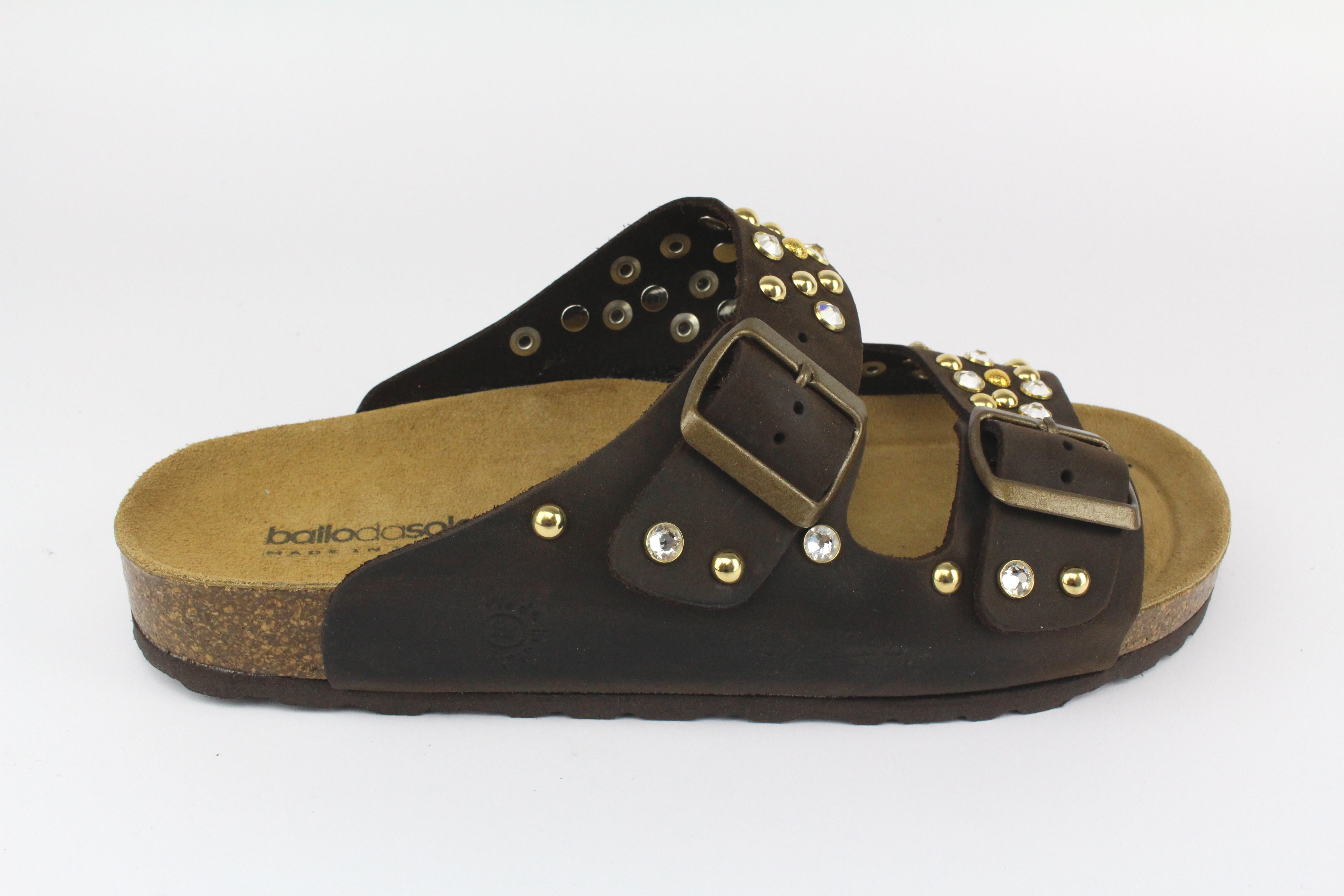 Sandali Brown Strass & Borchie