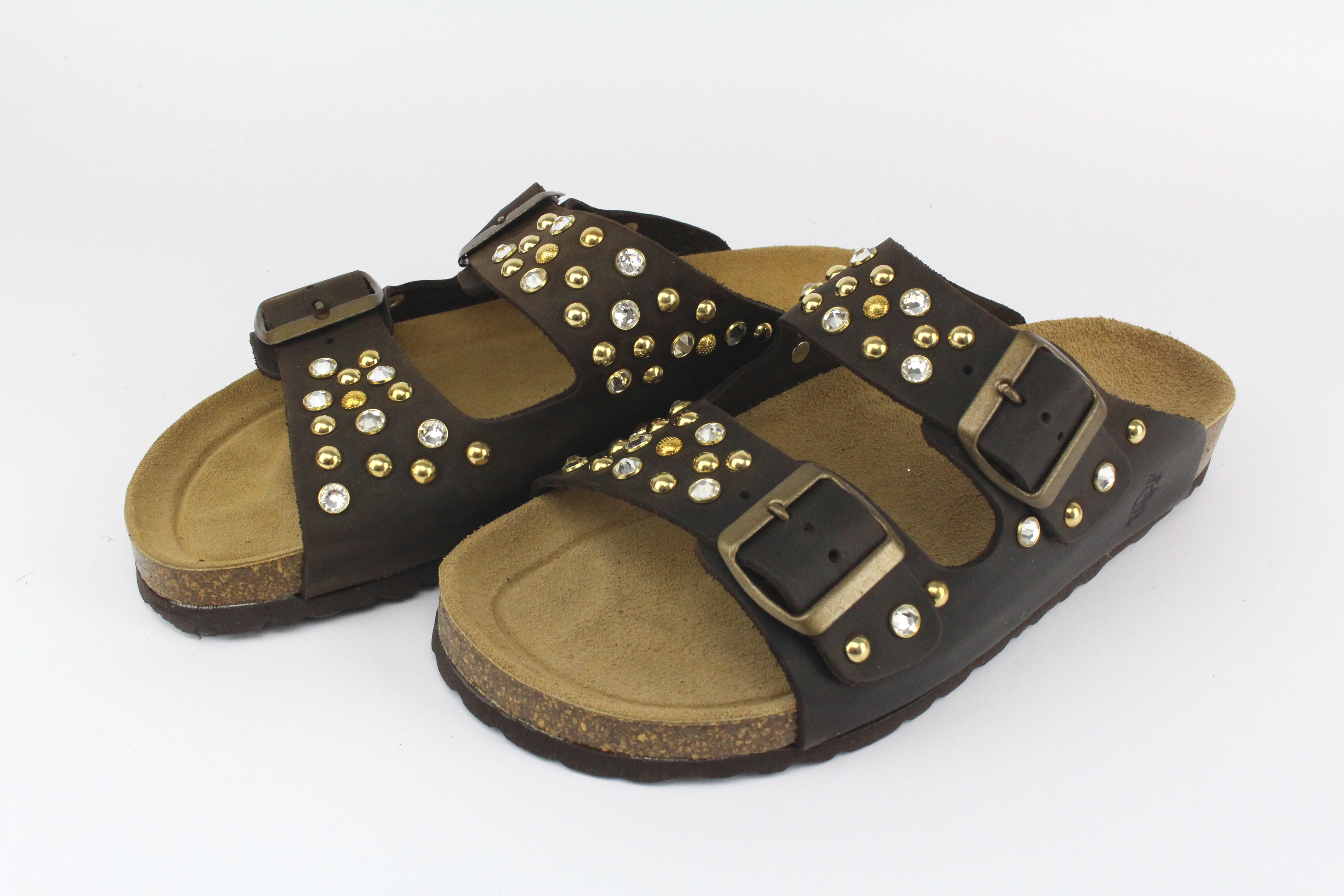 Sandali Brown Strass & Borchie