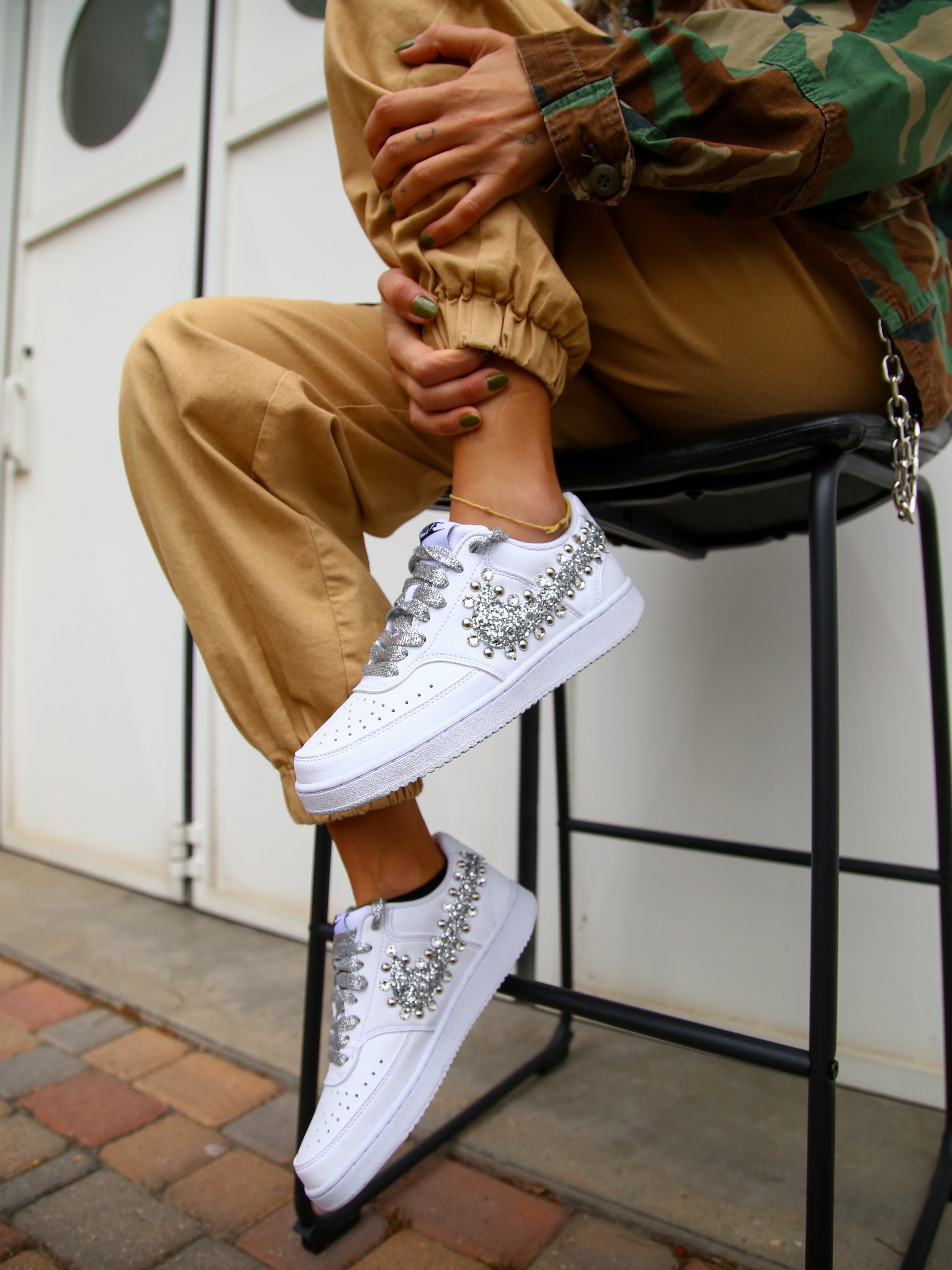Nike Court Vision Low Silver Glitter & Strass