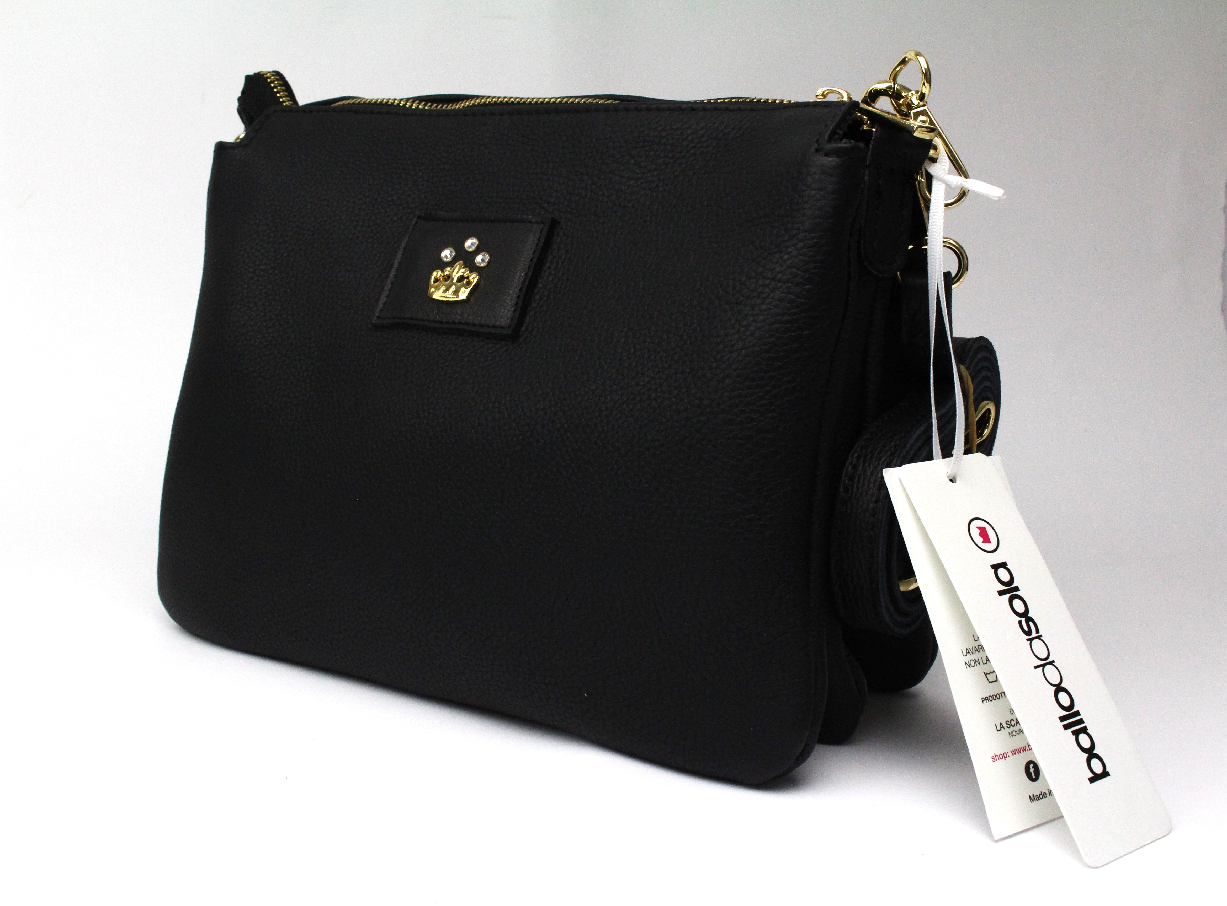 Pochette Pelle Nera Corona & strass