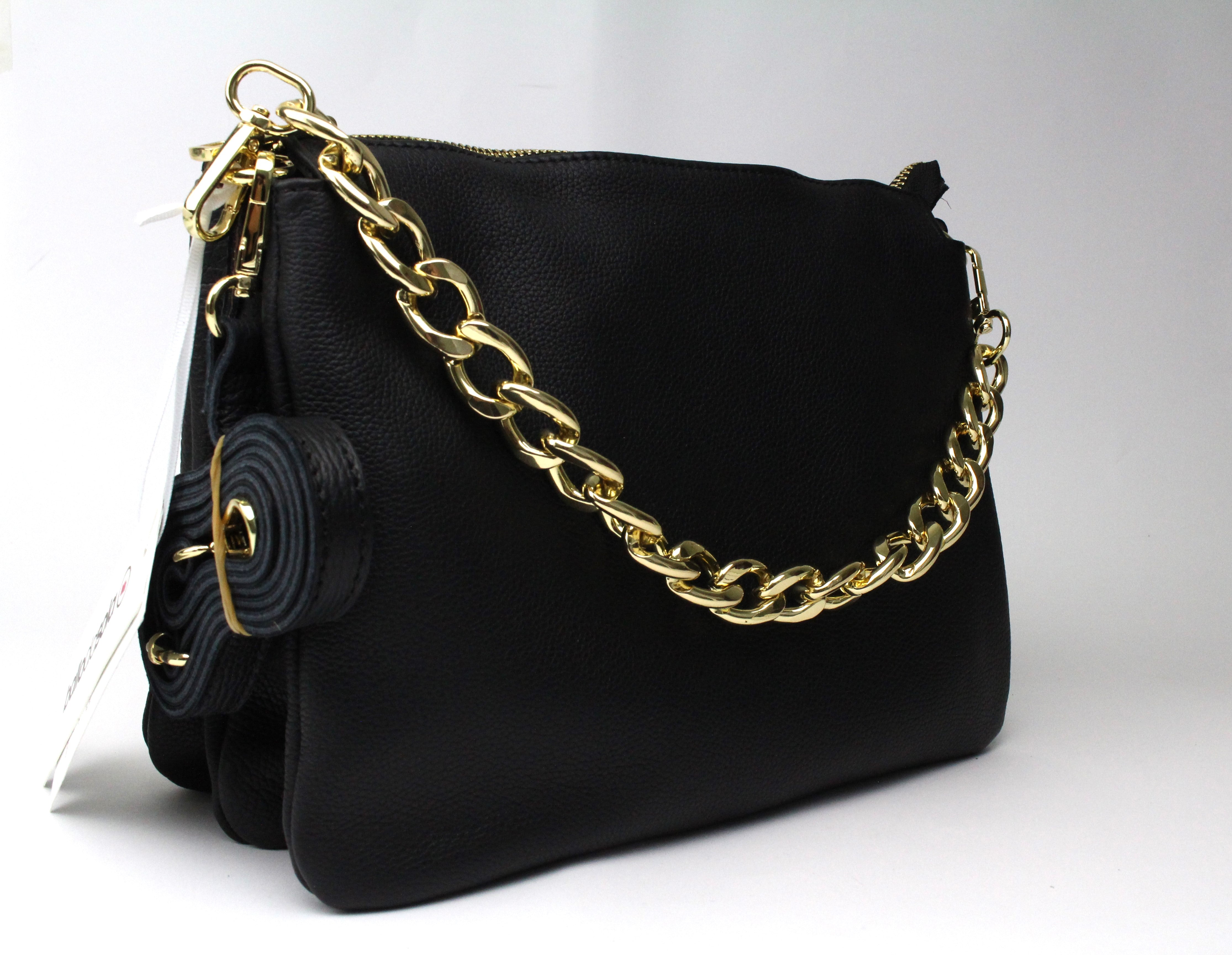 Pochette Pelle Nera Corona & strass