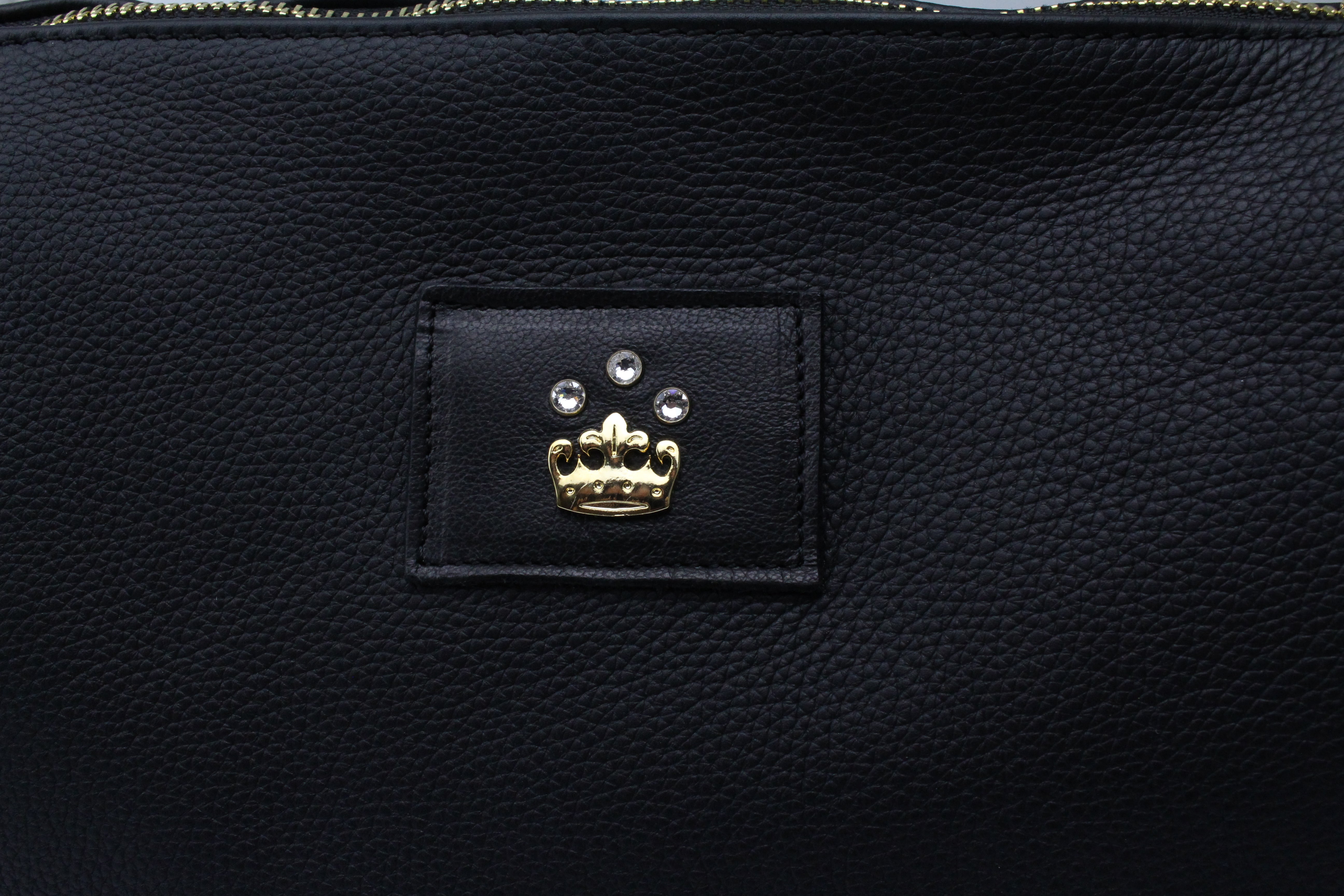Pochette Pelle Nera Corona & strass