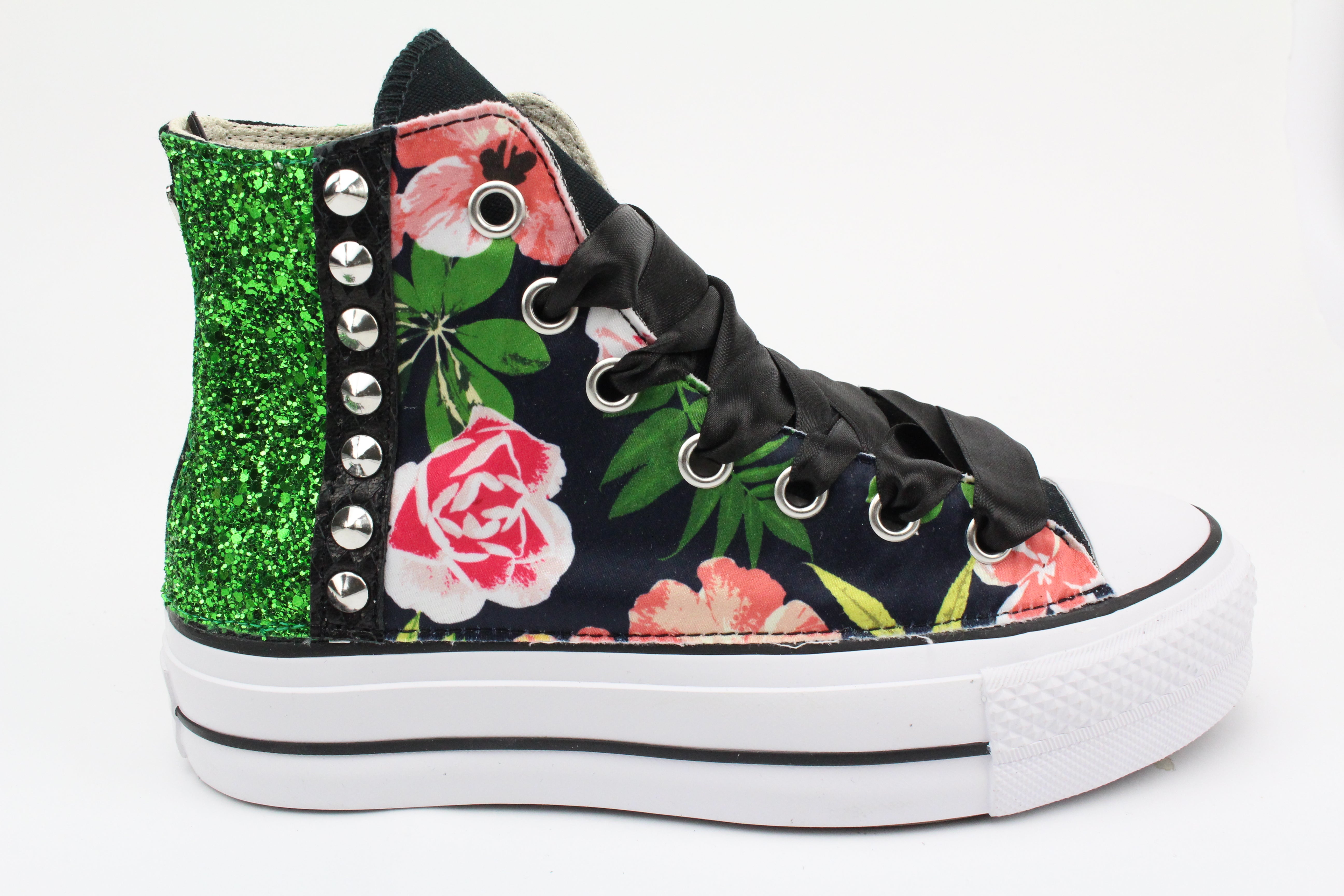 Converse All Star Platform Fiori Glitter & Borchie
