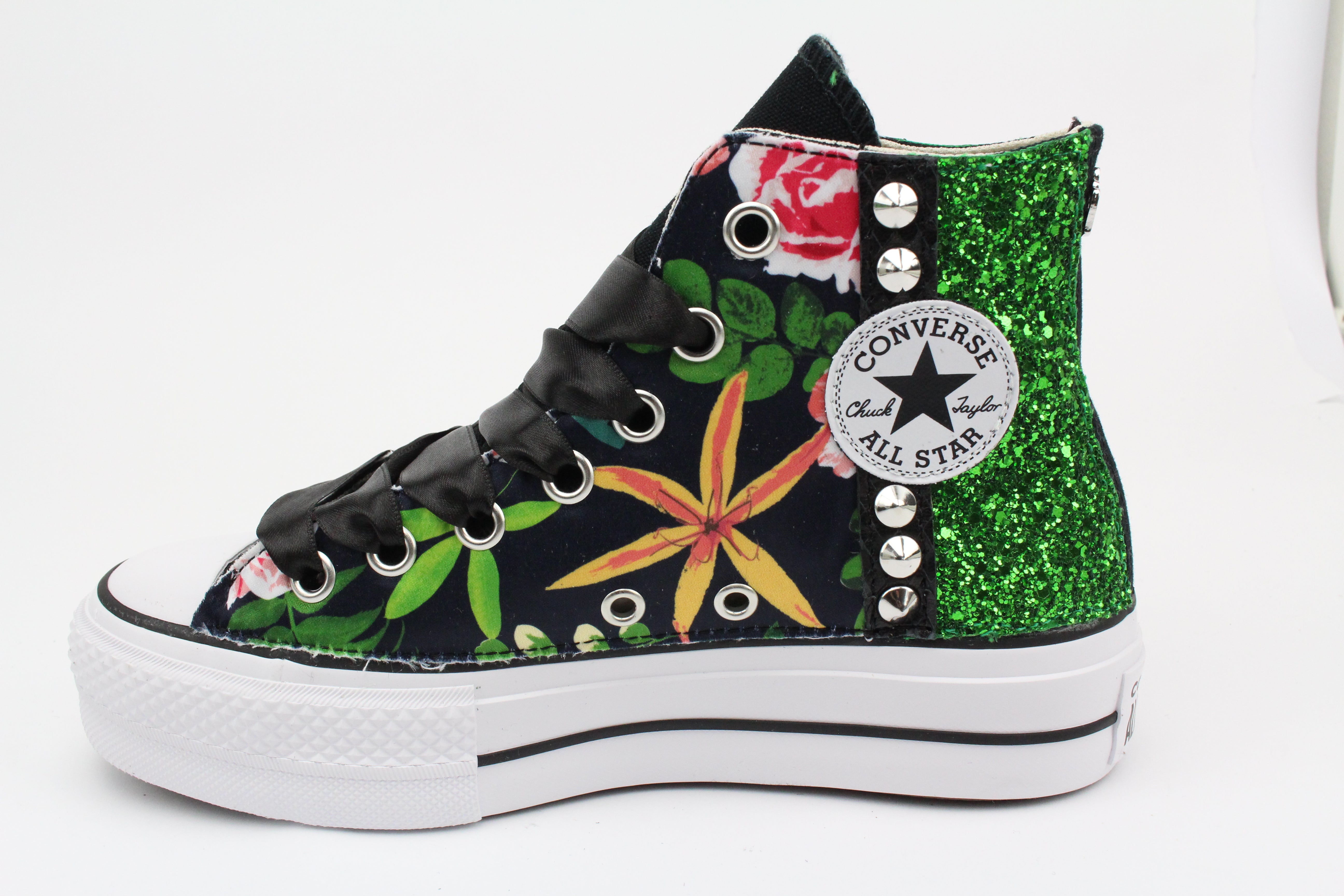 Converse All Star Platform Fiori Glitter & Borchie