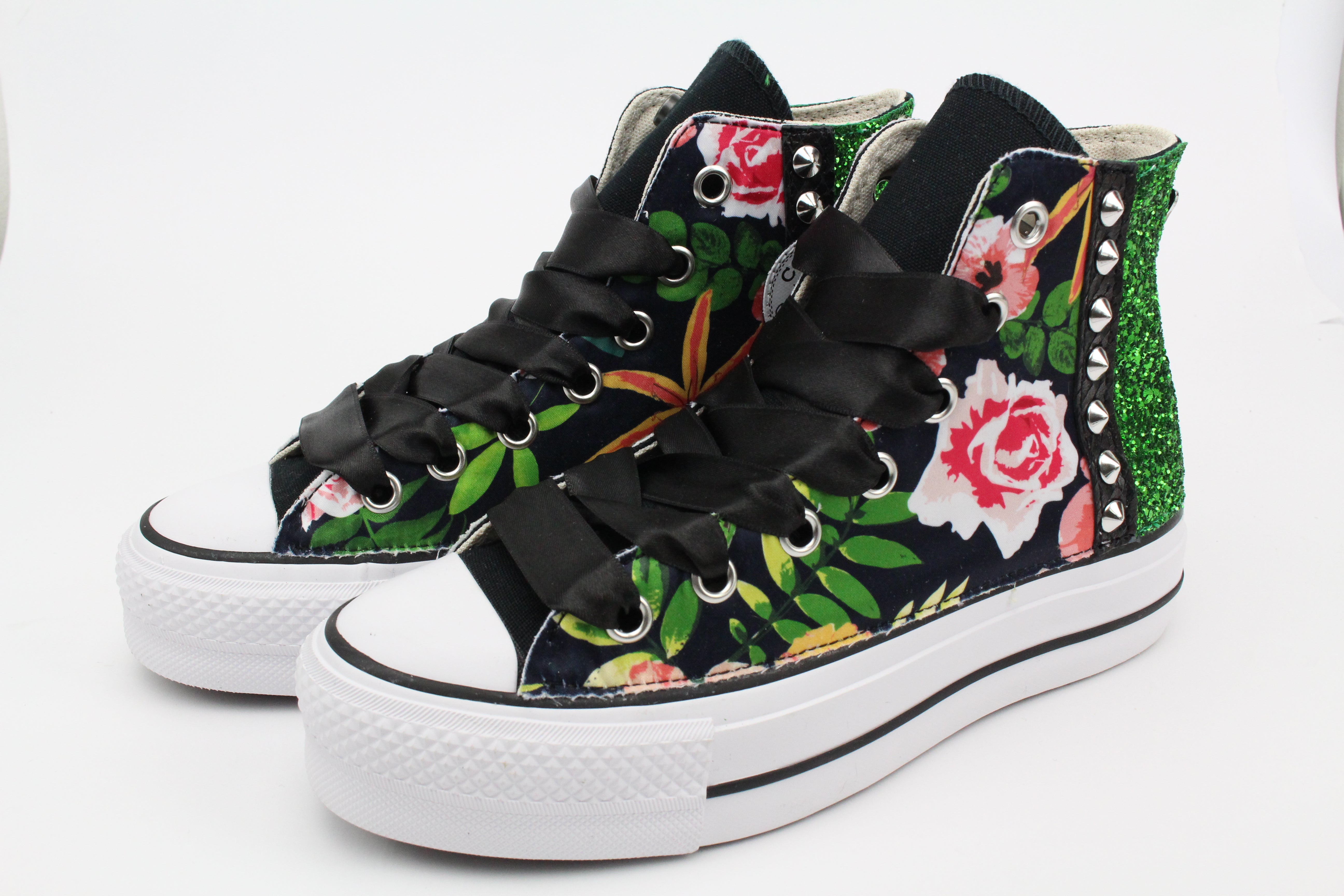 Converse All Star Platform Fiori Glitter & Borchie